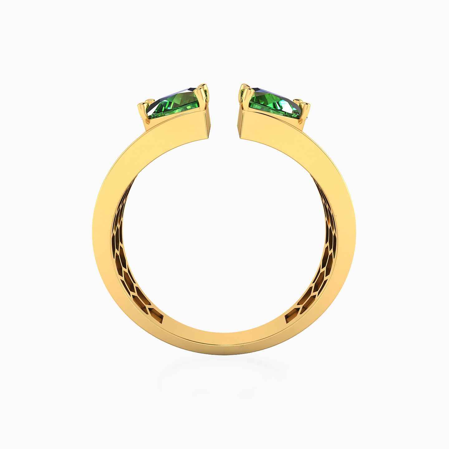 18K Gold Colored Stones Two-headed Ring - 3