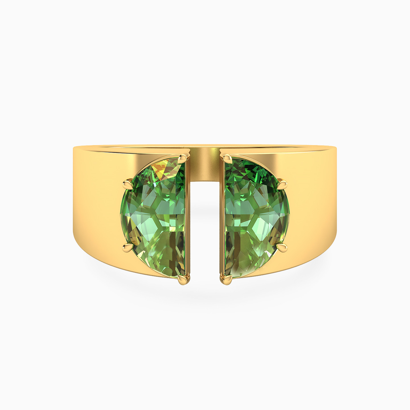 18K Gold Colored Stones Two-headed Ring