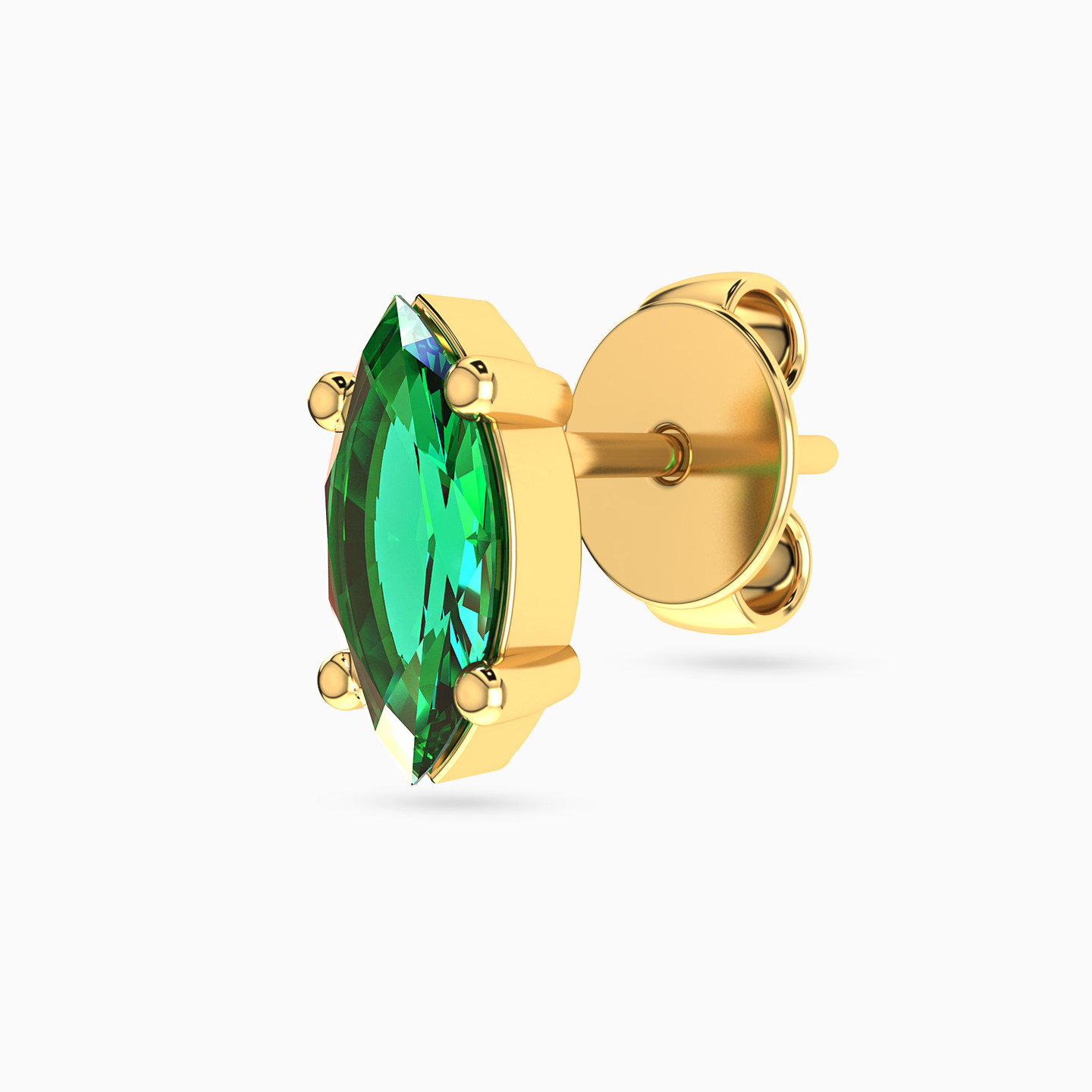 18K Gold Colored Stones Stud Earrings - 3