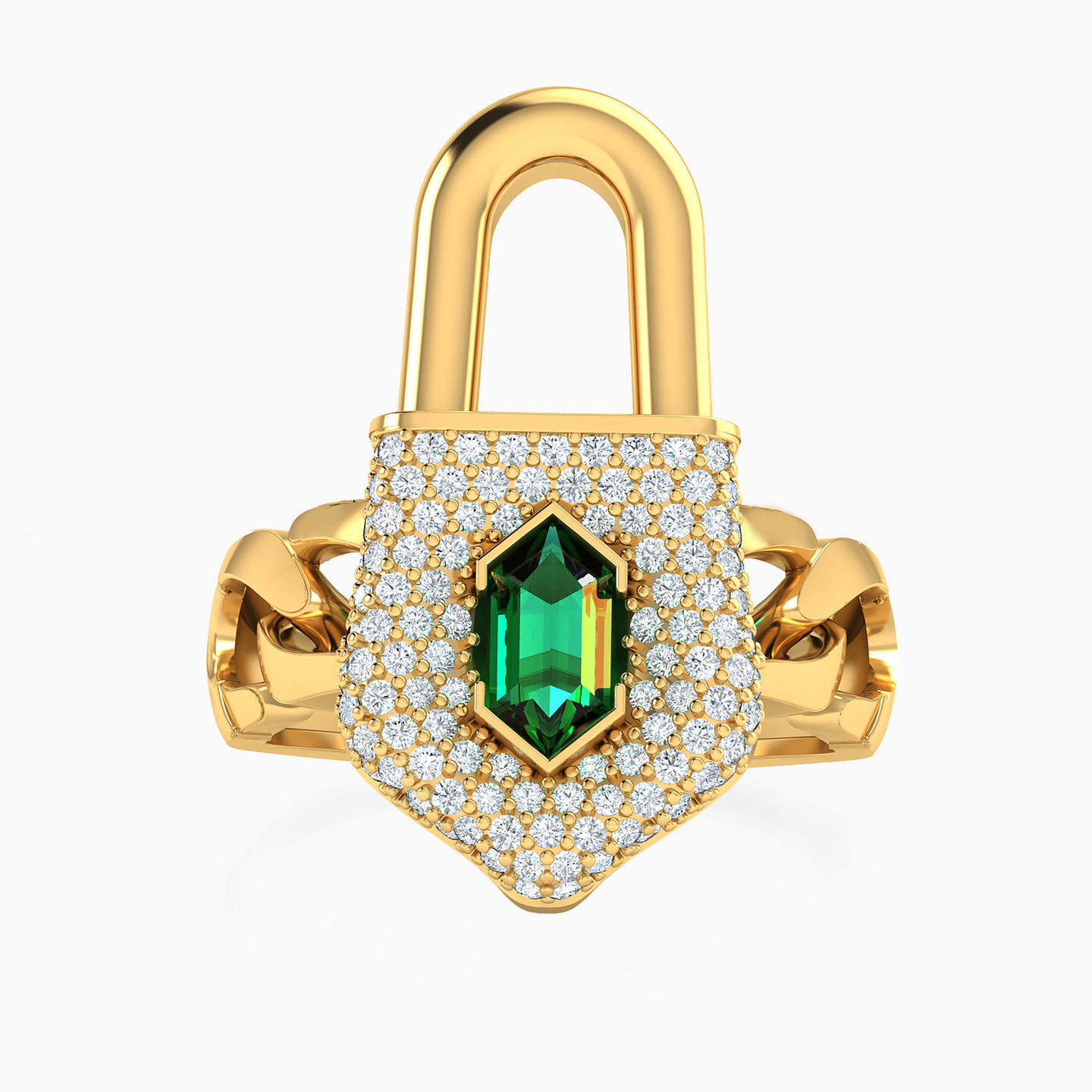 Lock Colored Stones Full Set in 18K Gold - 3 pieces - 4