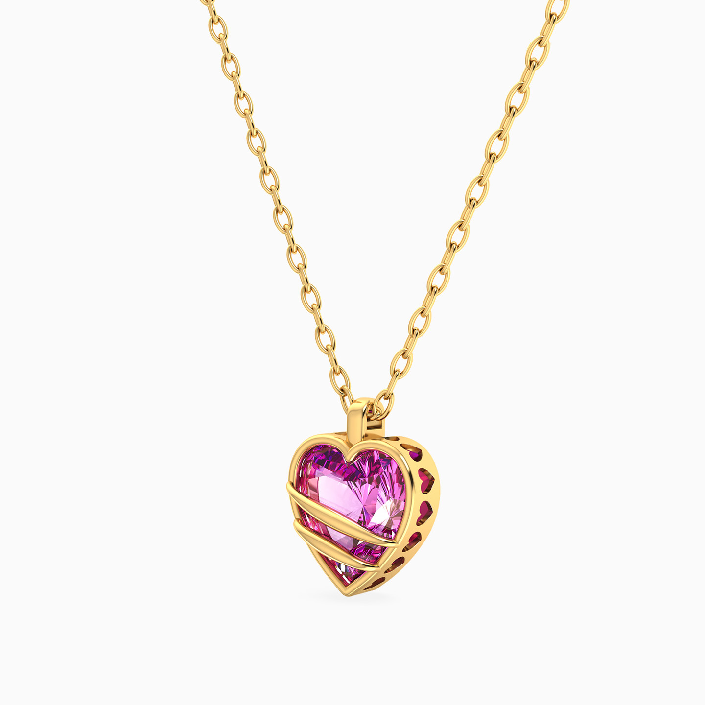 Heart Red Stone Necklace in 14K Gold - 2 Heart Red Stone Necklace in 14K Gold - 2