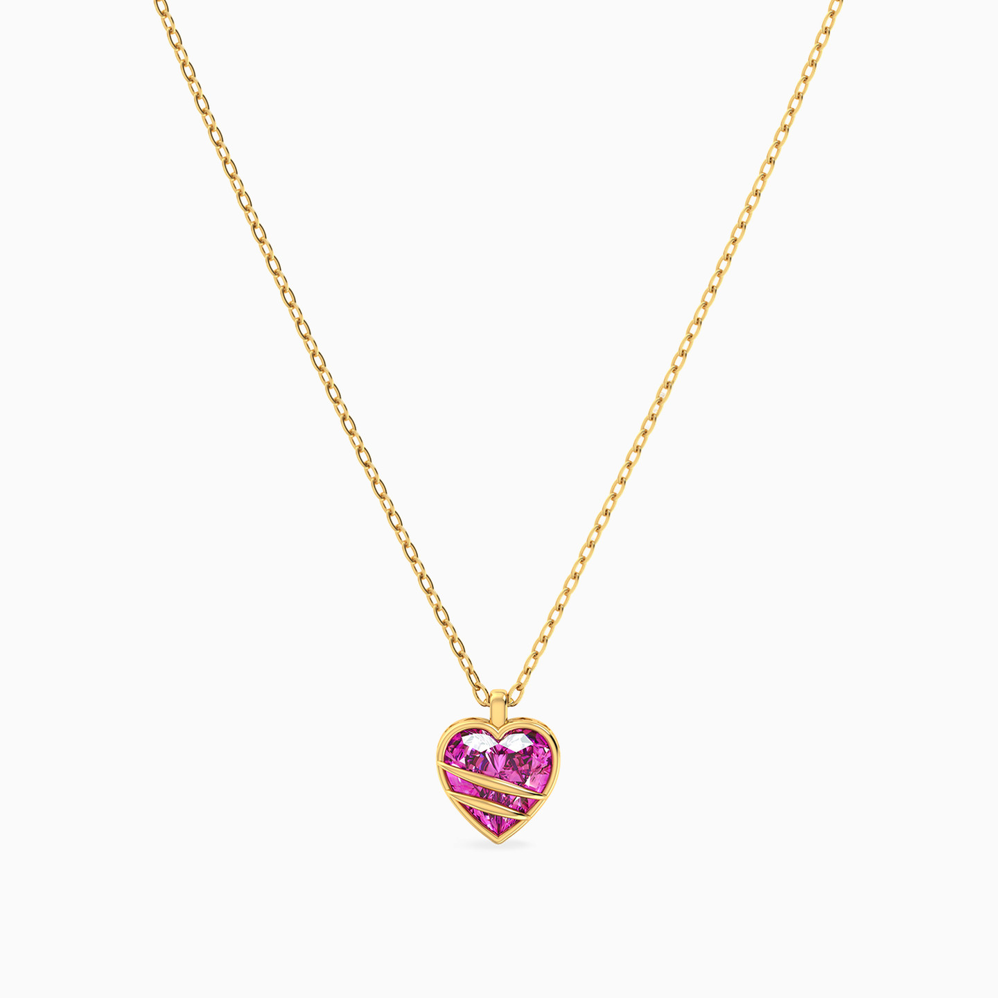 Heart Red Stone Necklace in 14K Gold - 3 Heart Red Stone Necklace in 14K Gold - 3