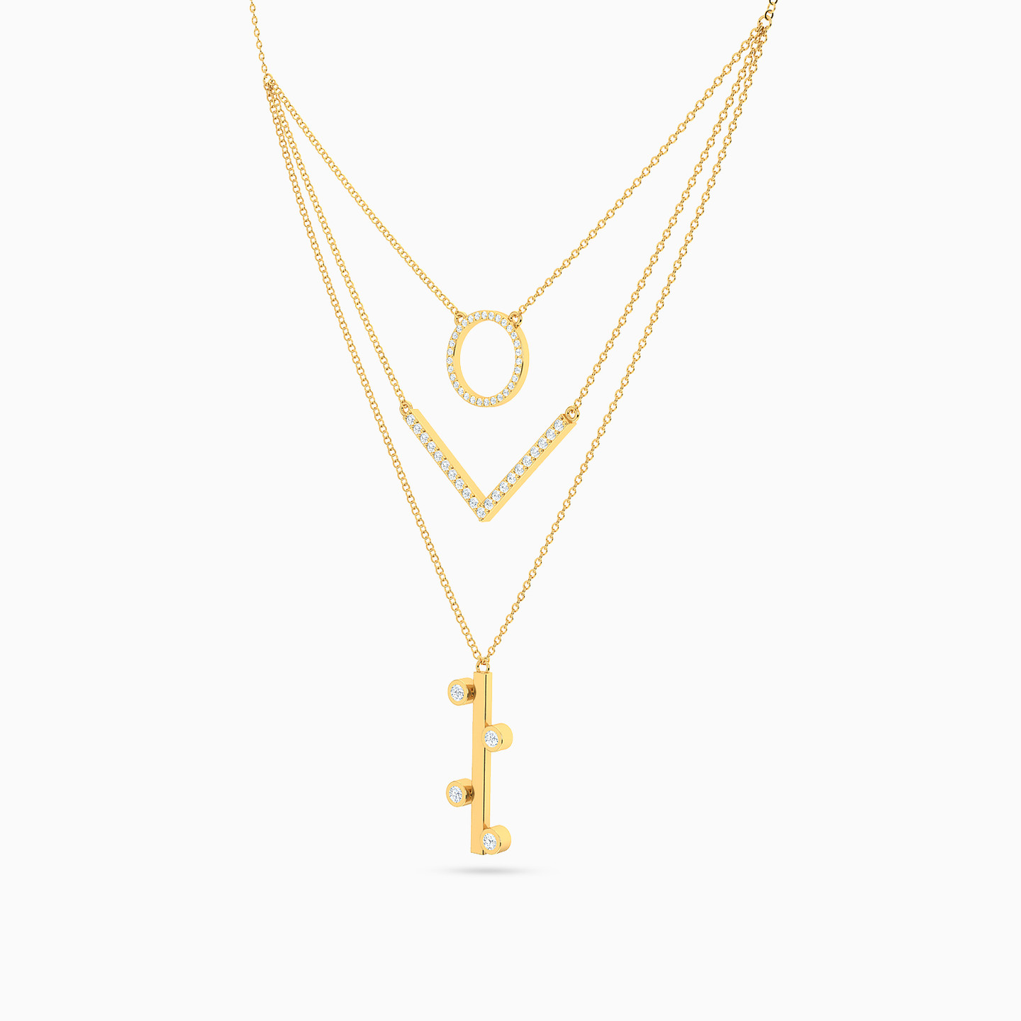 18K Gold Diamond Layered Necklace - 2