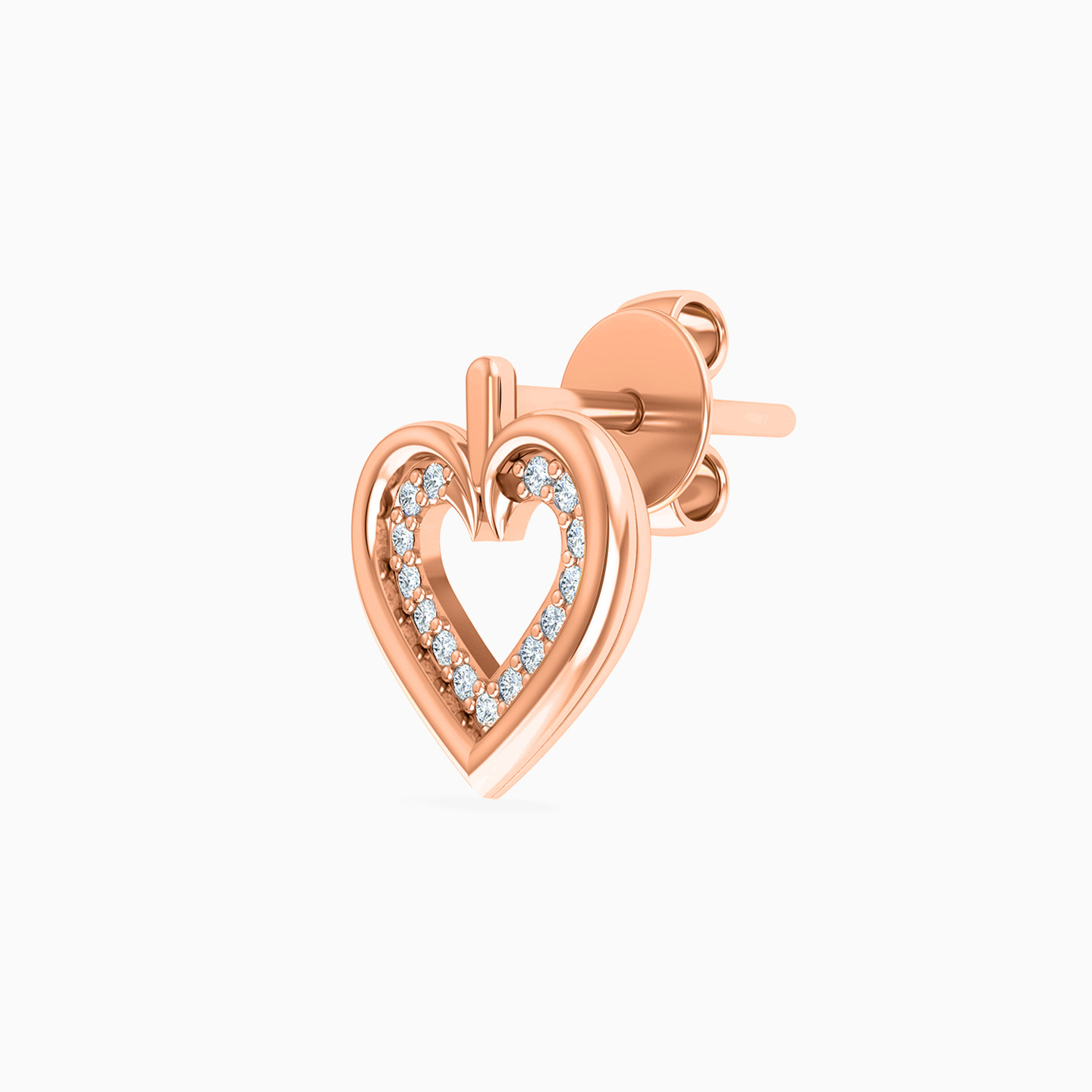 Heart Shaped Diamond Stud Earrings in 18K Gold - 3