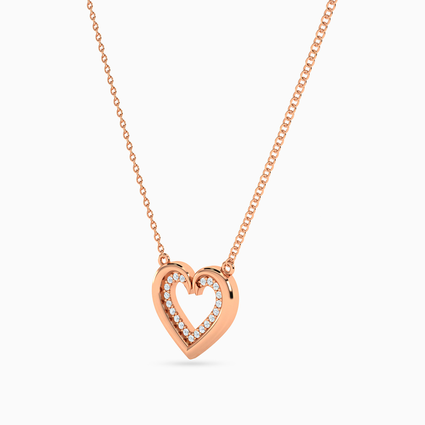 Heart Shaped Diamond Pendant with 18K Gold Chain - 2