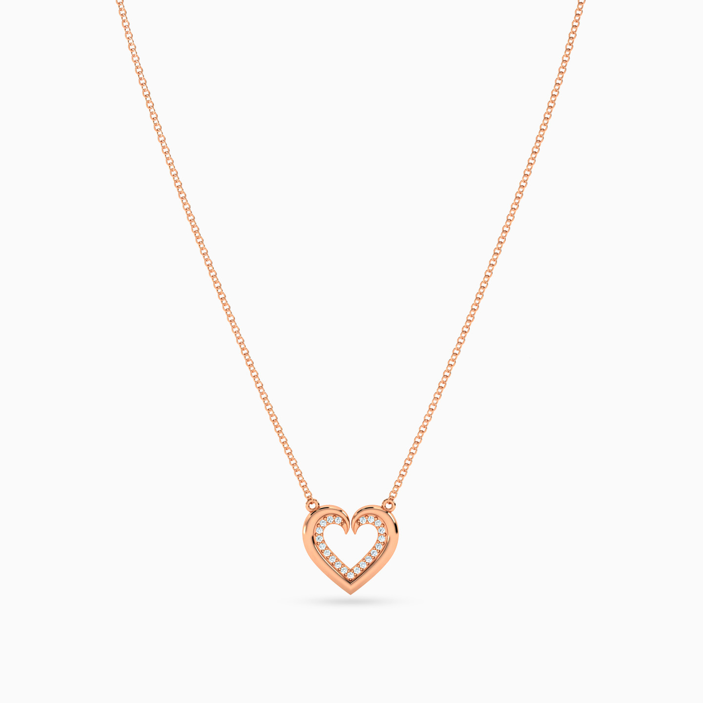 Heart Shaped Diamond Pendant with 18K Gold Chain - 3