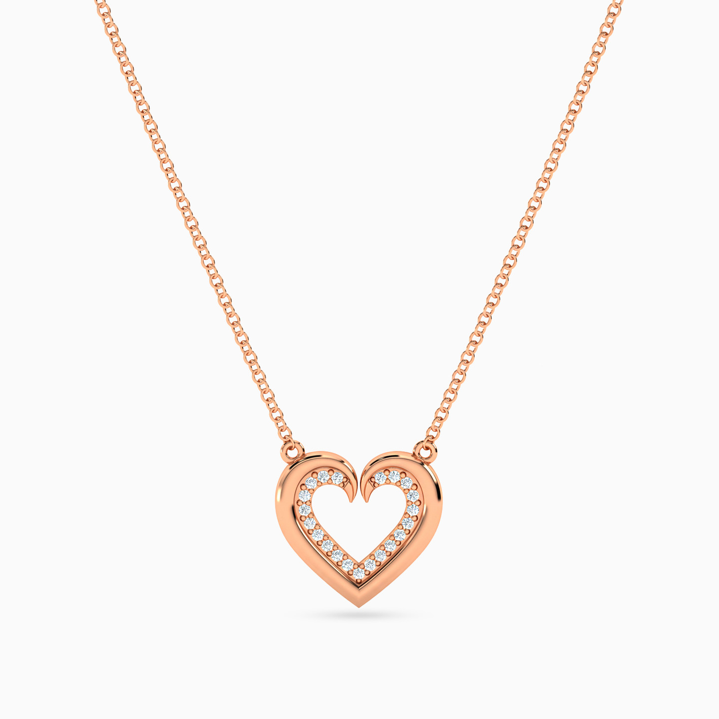 Heart Shaped Diamond Pendant with 18K Gold Chain