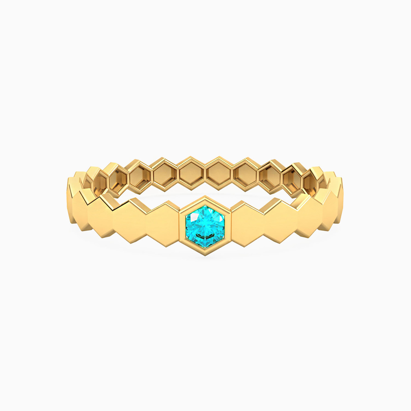 Hexagon Colored Stones Ring in 14K Gold Hexagon Colored Stones Ring in 14K Gold