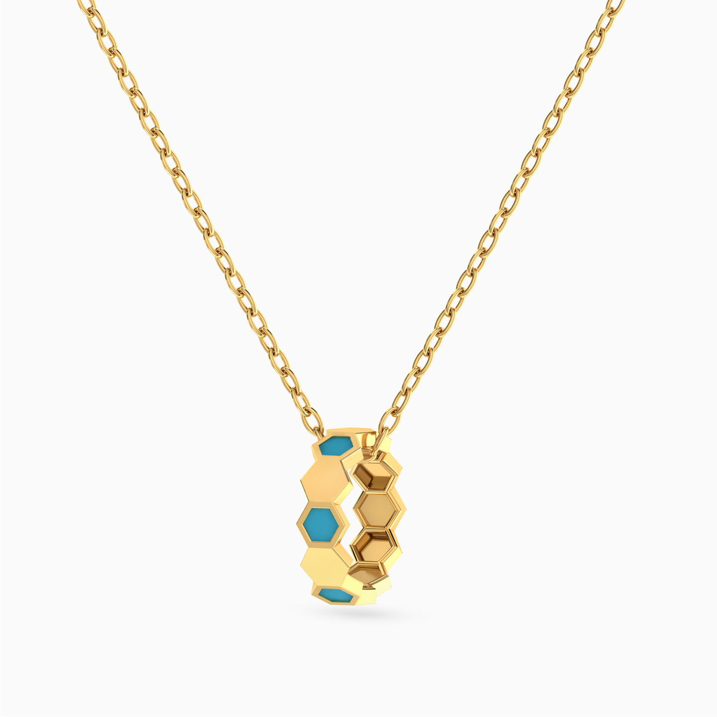 14K Gold Enamel Coated Pendant Necklace