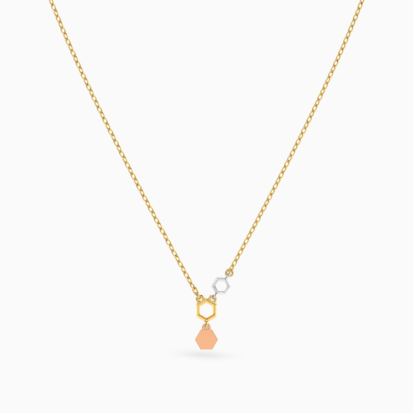 Hexagon Necklace In 14K Gold - 3 Hexagon Necklace In 14K Gold - 3