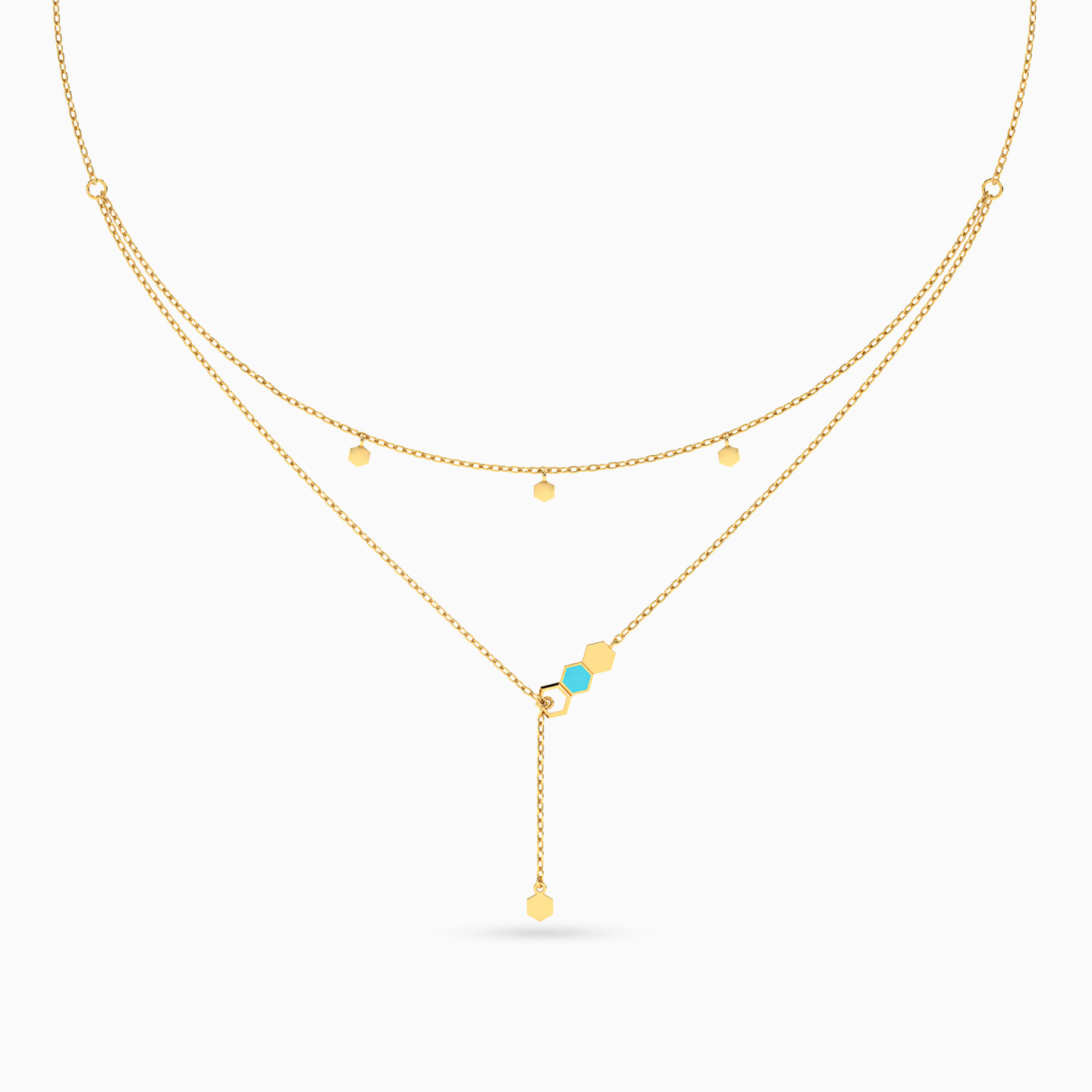Circle Enamel Coated Necklace In 14K Gold - 3 Circle Enamel Coated Necklace In 14K Gold - 3