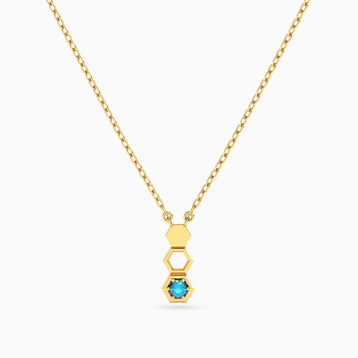 14K Gold Colored Stones Pendant Necklace