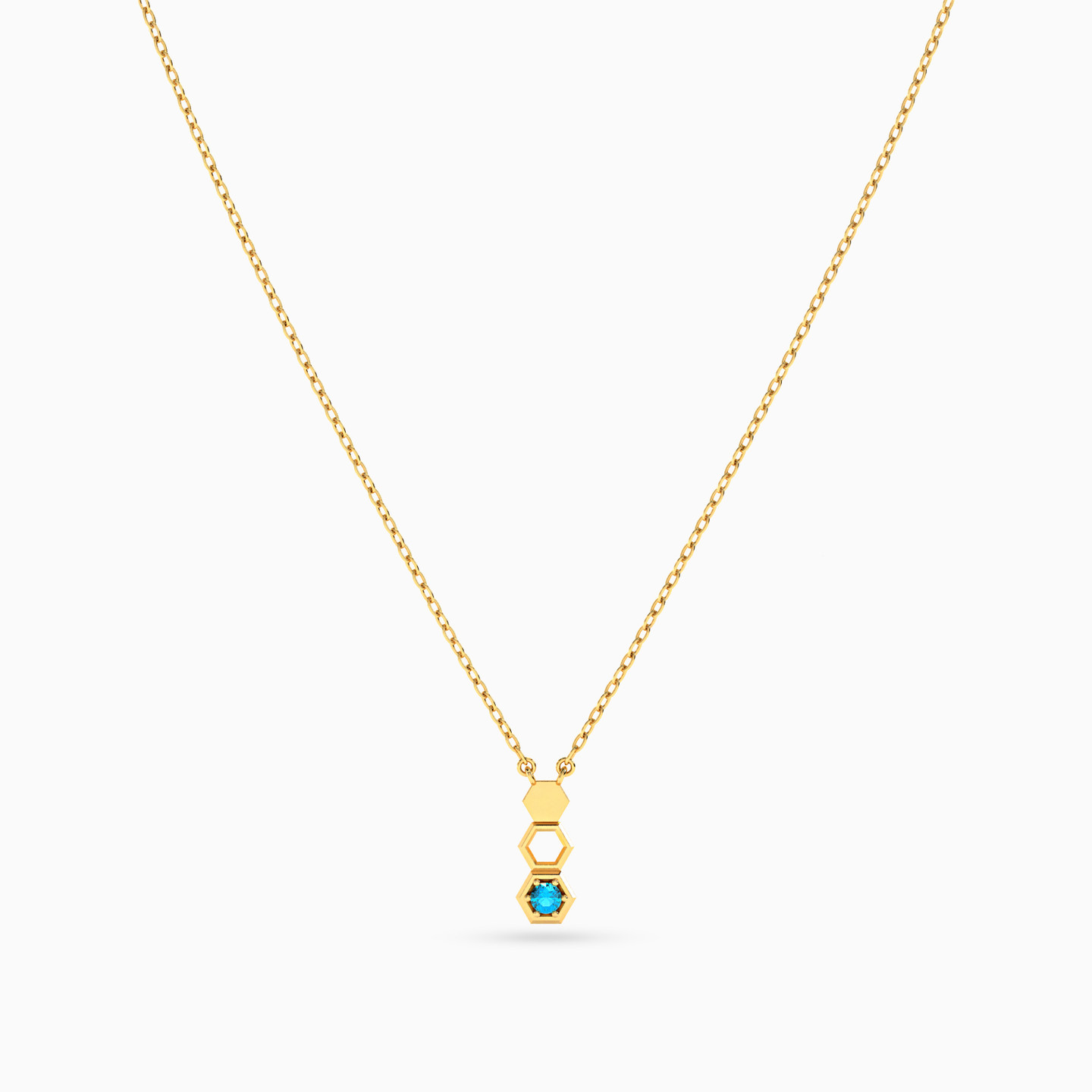 14K Gold Colored Stones Pendant Necklace - 3