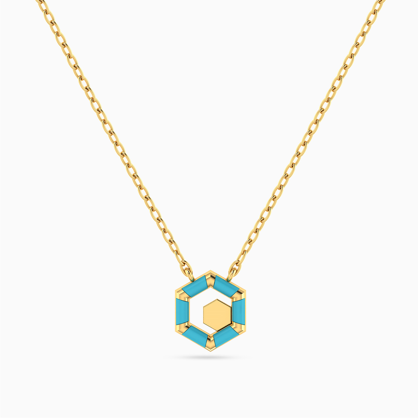 14K Gold Enamel Coated Pendant Necklace