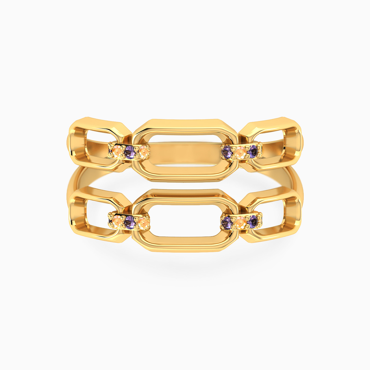 14K Gold Colored Stones Statement Ring