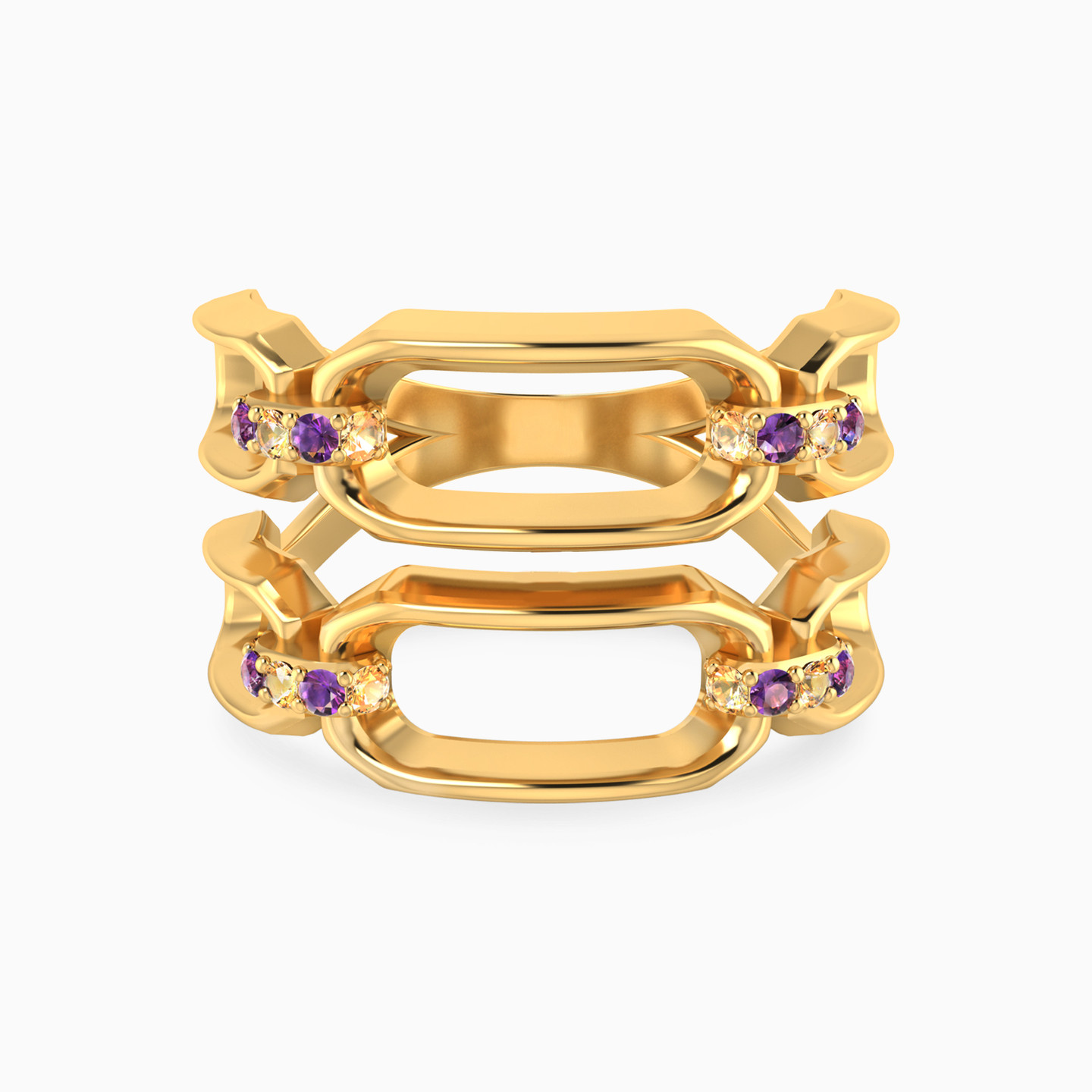 14K Gold Colored Stones Statement Ring