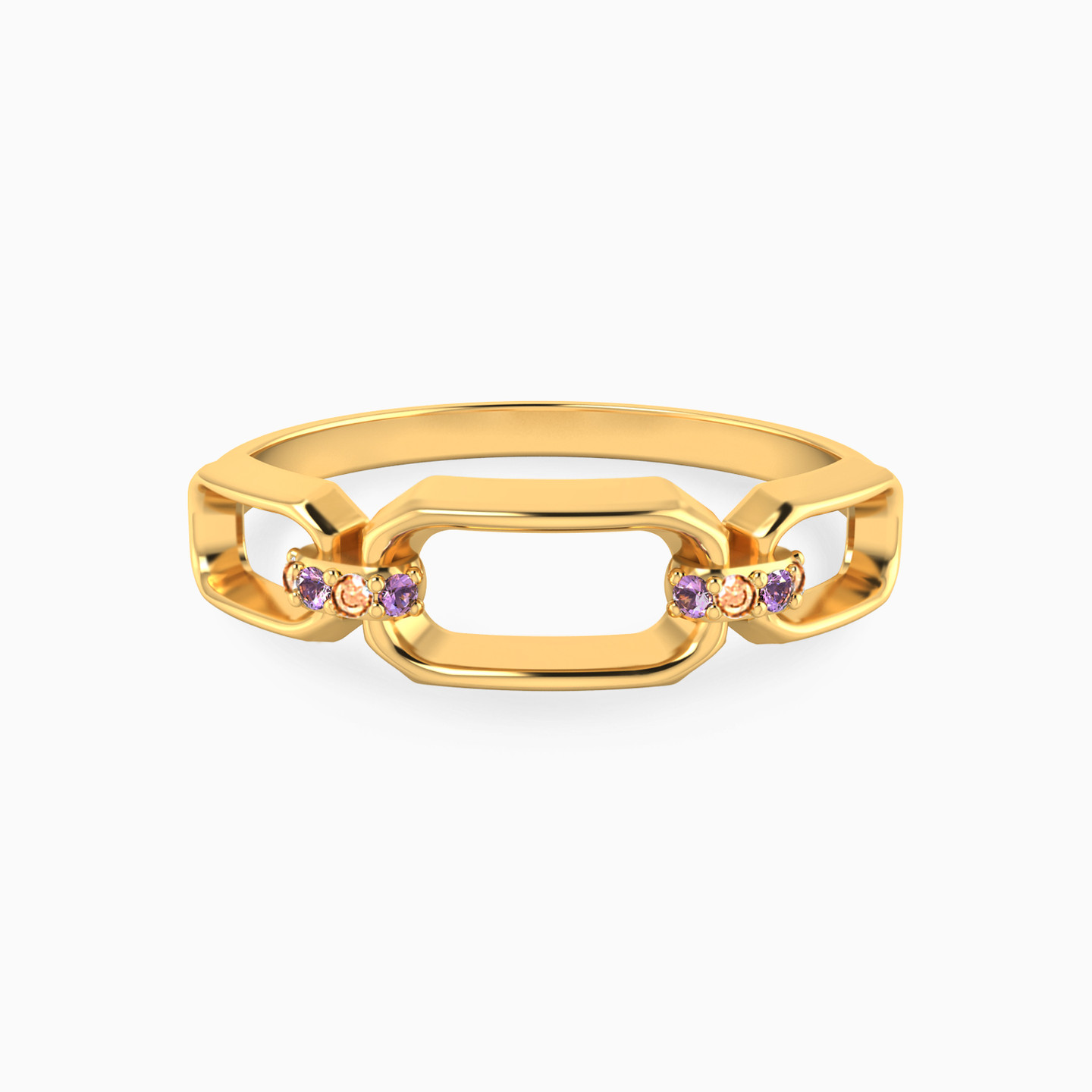 14K Gold Colored Stones Statement Ring