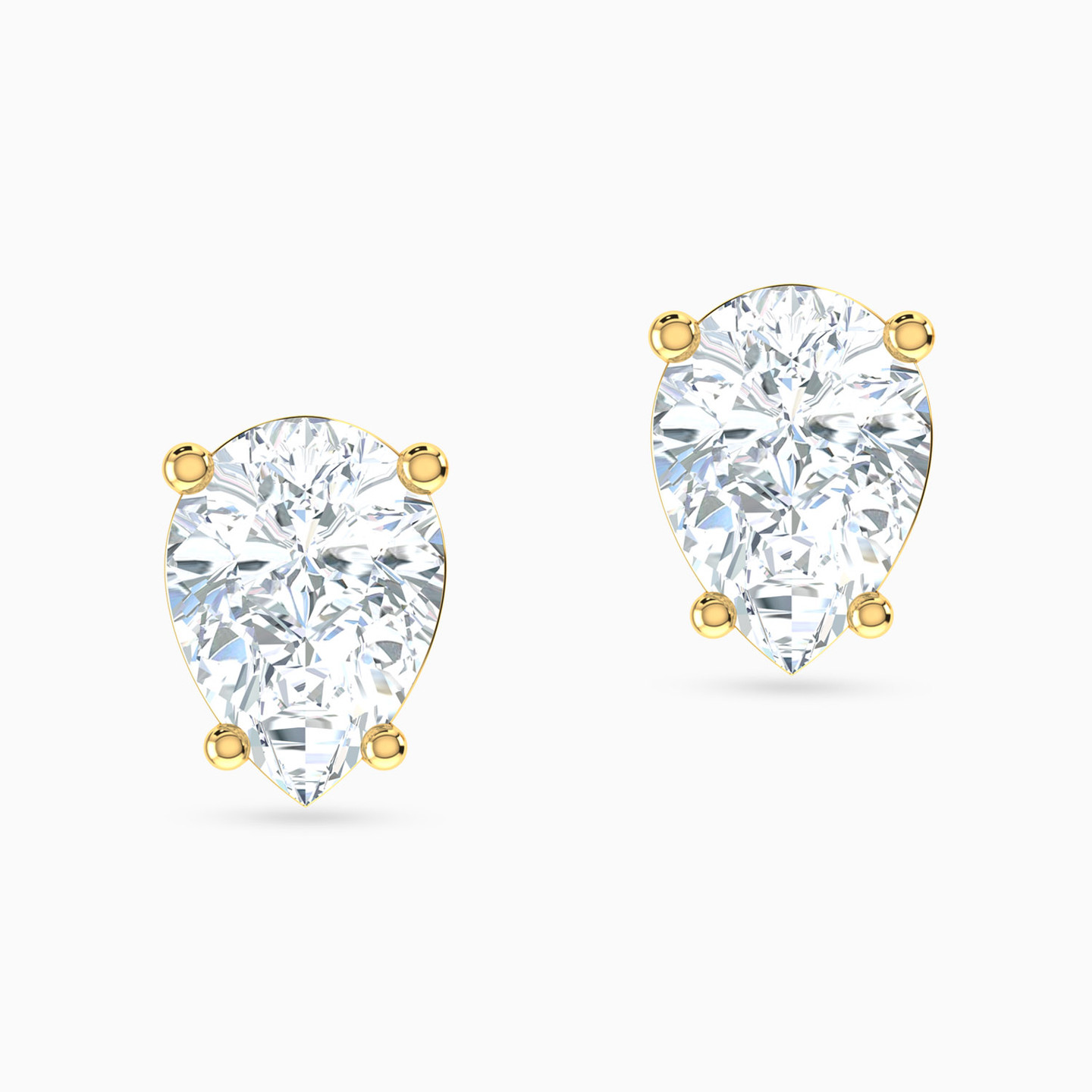 18K Gold Cubic Zirconia Stud Earrings