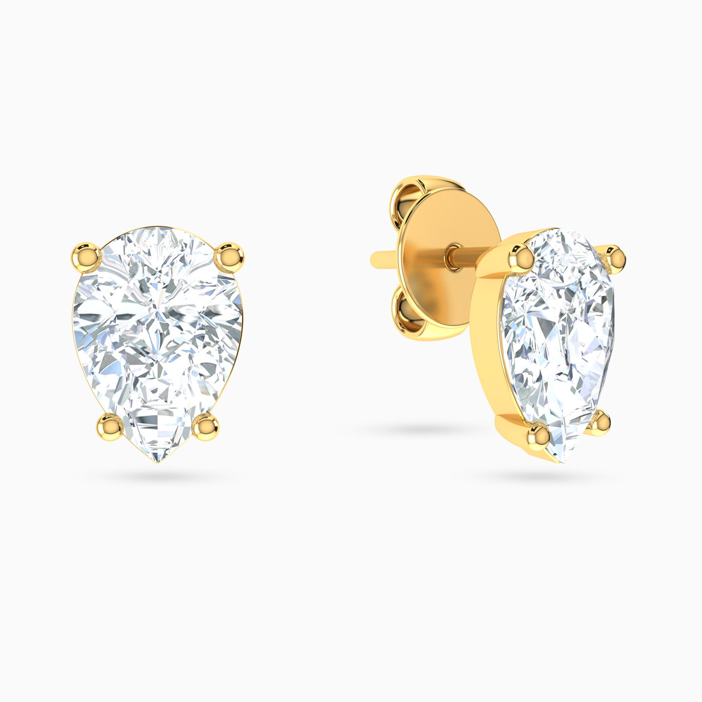 18K Gold Cubic Zirconia Stud Earrings - 2