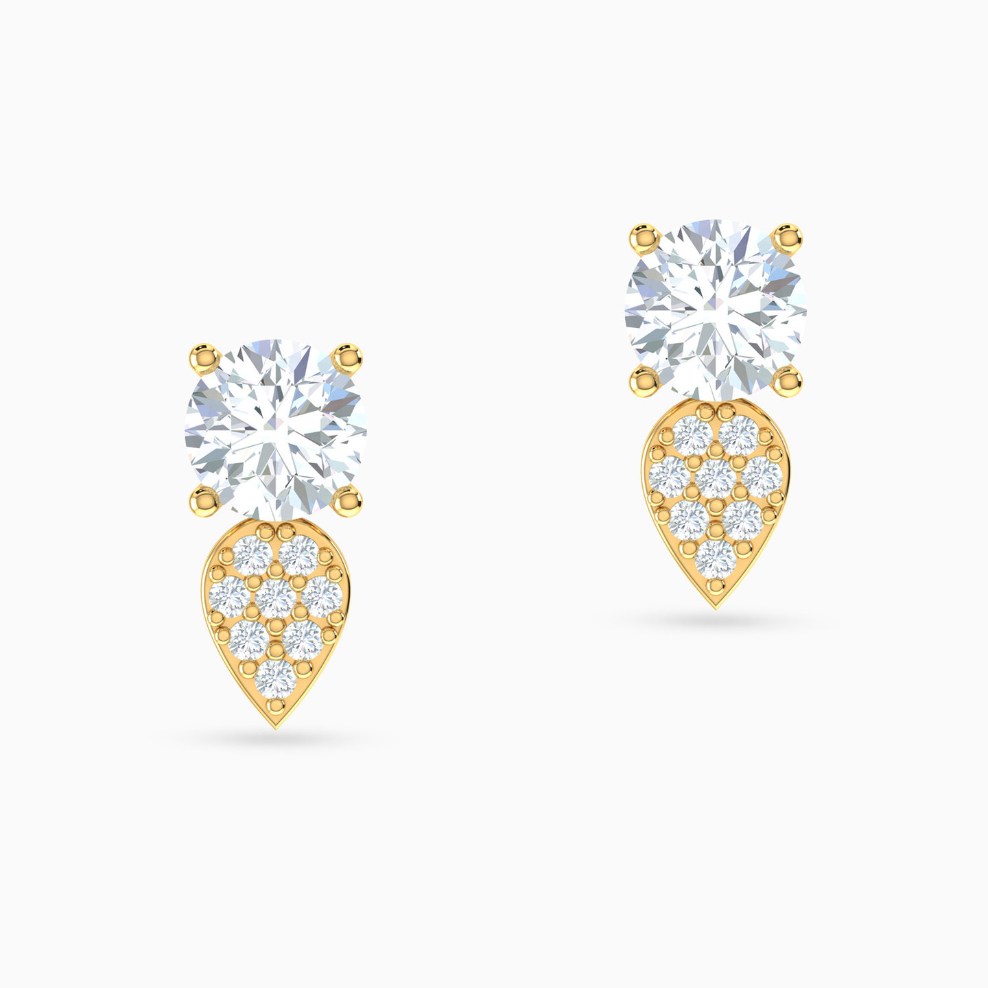 18K Gold Cubic Zirconia Stud Earrings