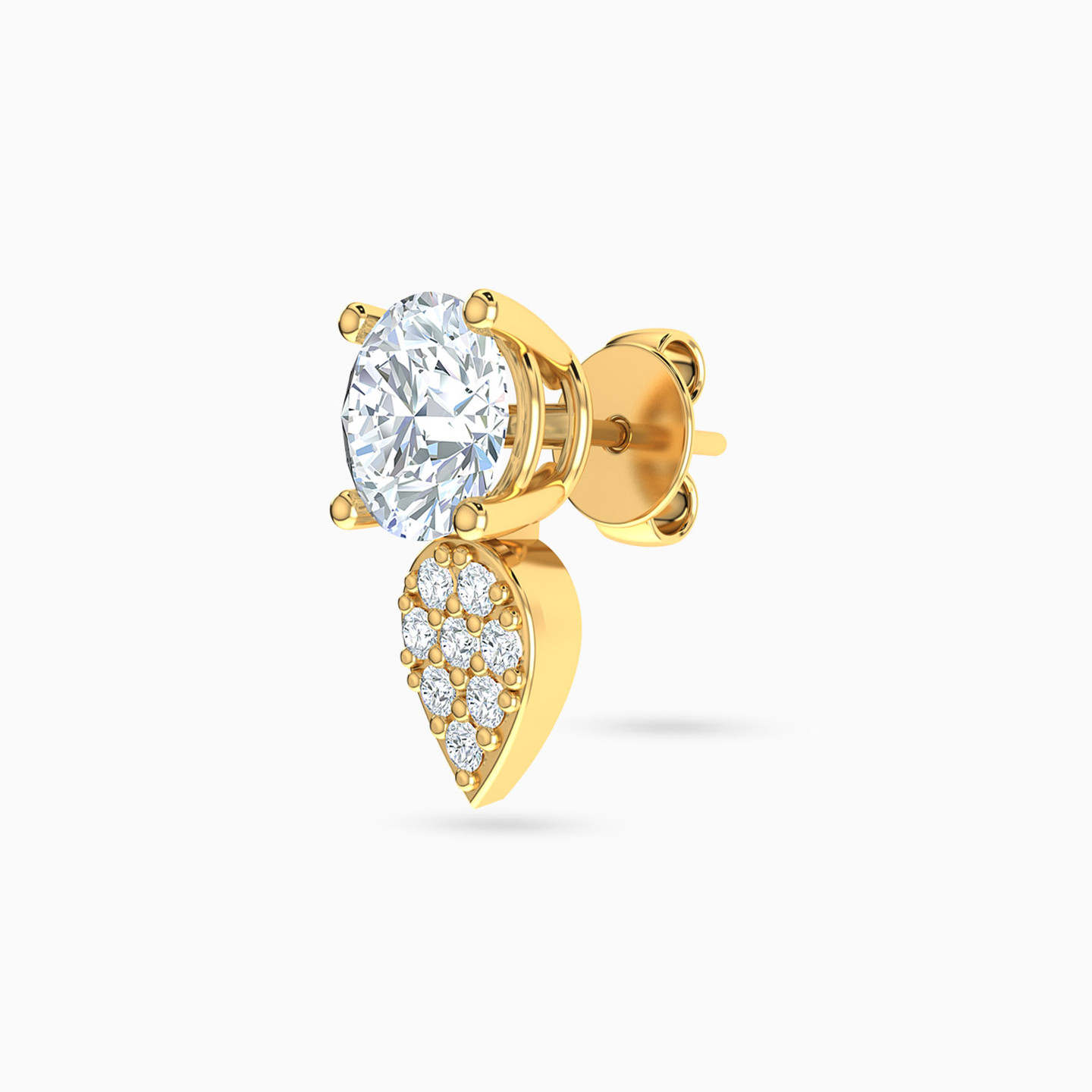 18K Gold Cubic Zirconia Stud Earrings - 3