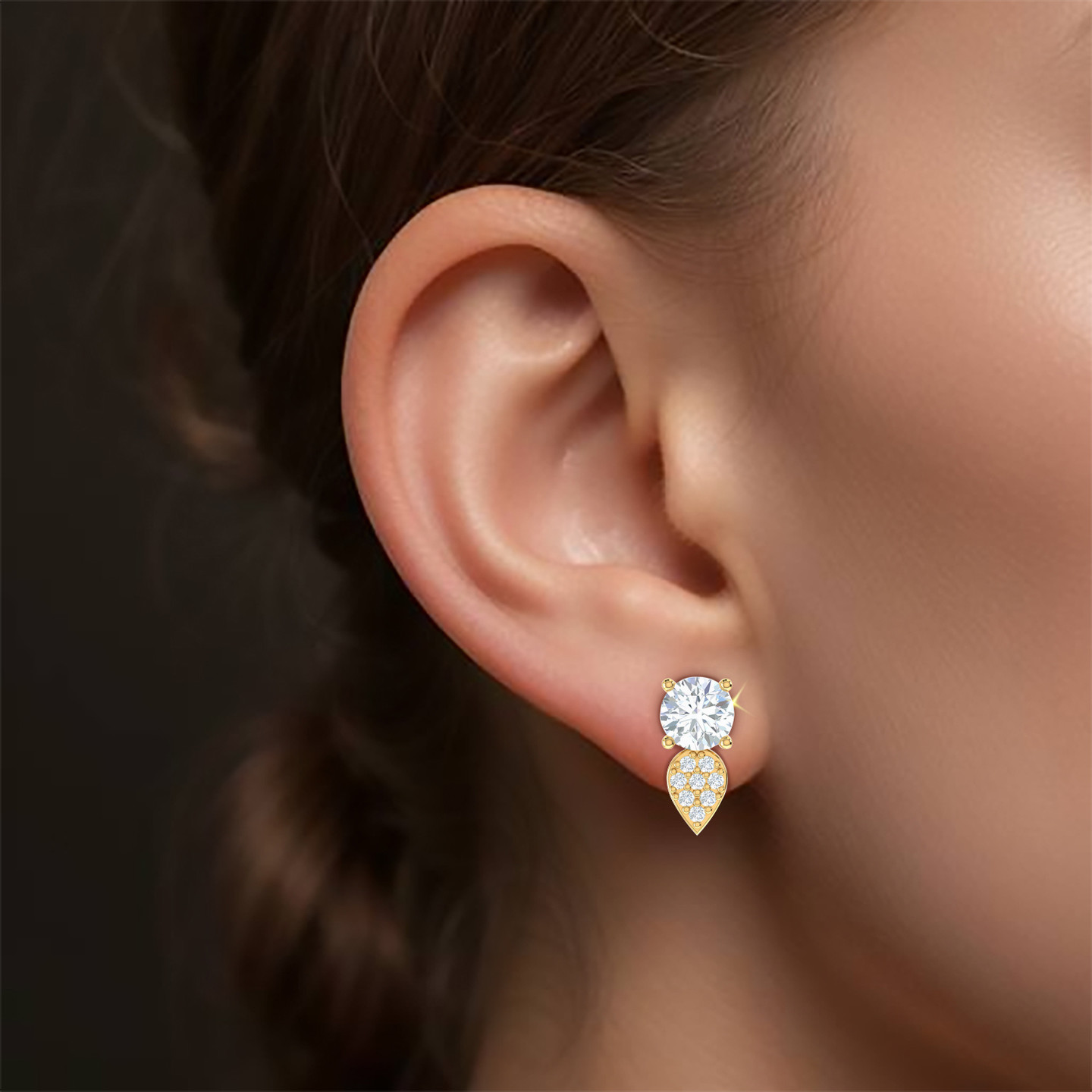 Pear Cubic Zirconia Stud Earrings in 18K Gold | L'azurde Egypt
