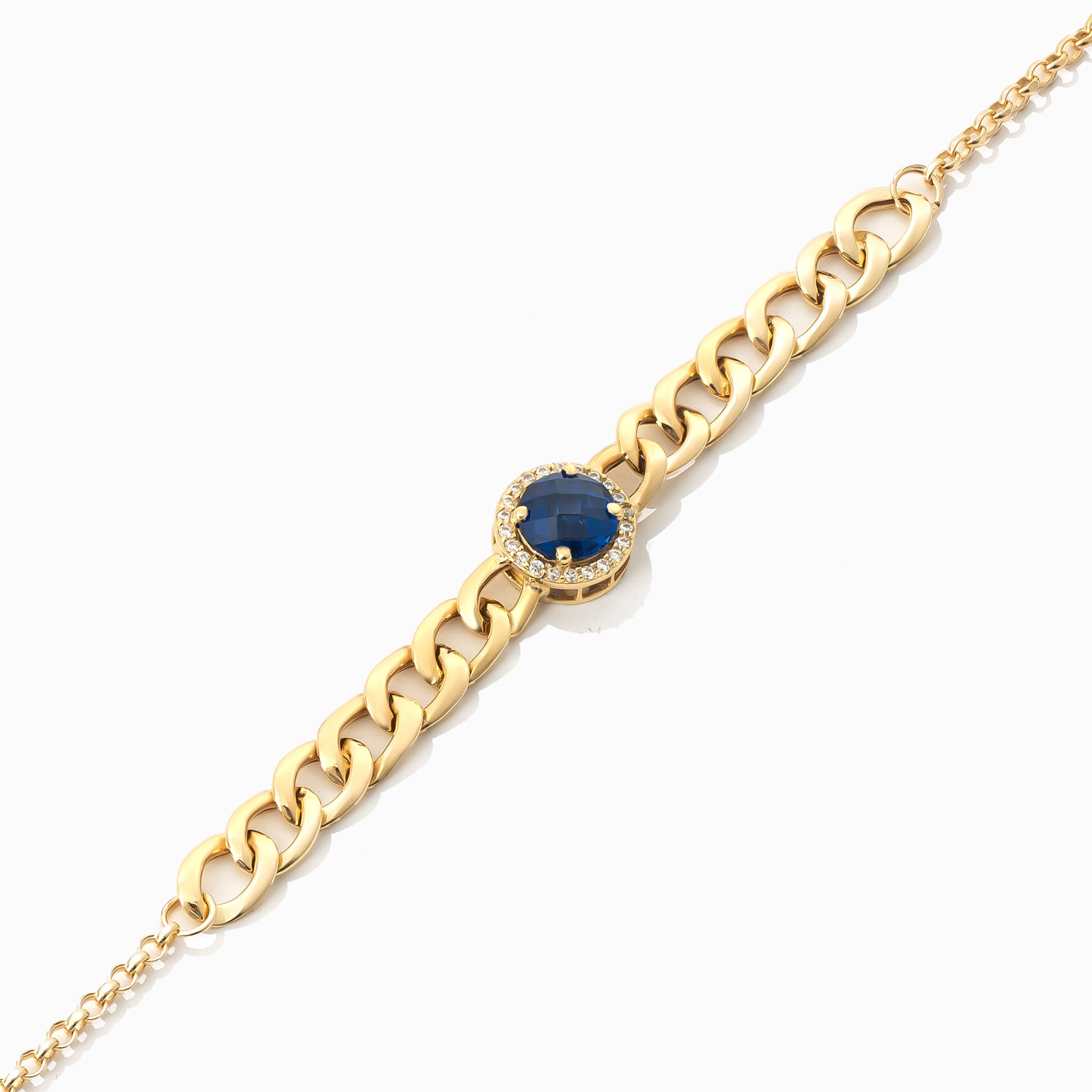 18K Gold Colored Stones Chain Bracelet - 2