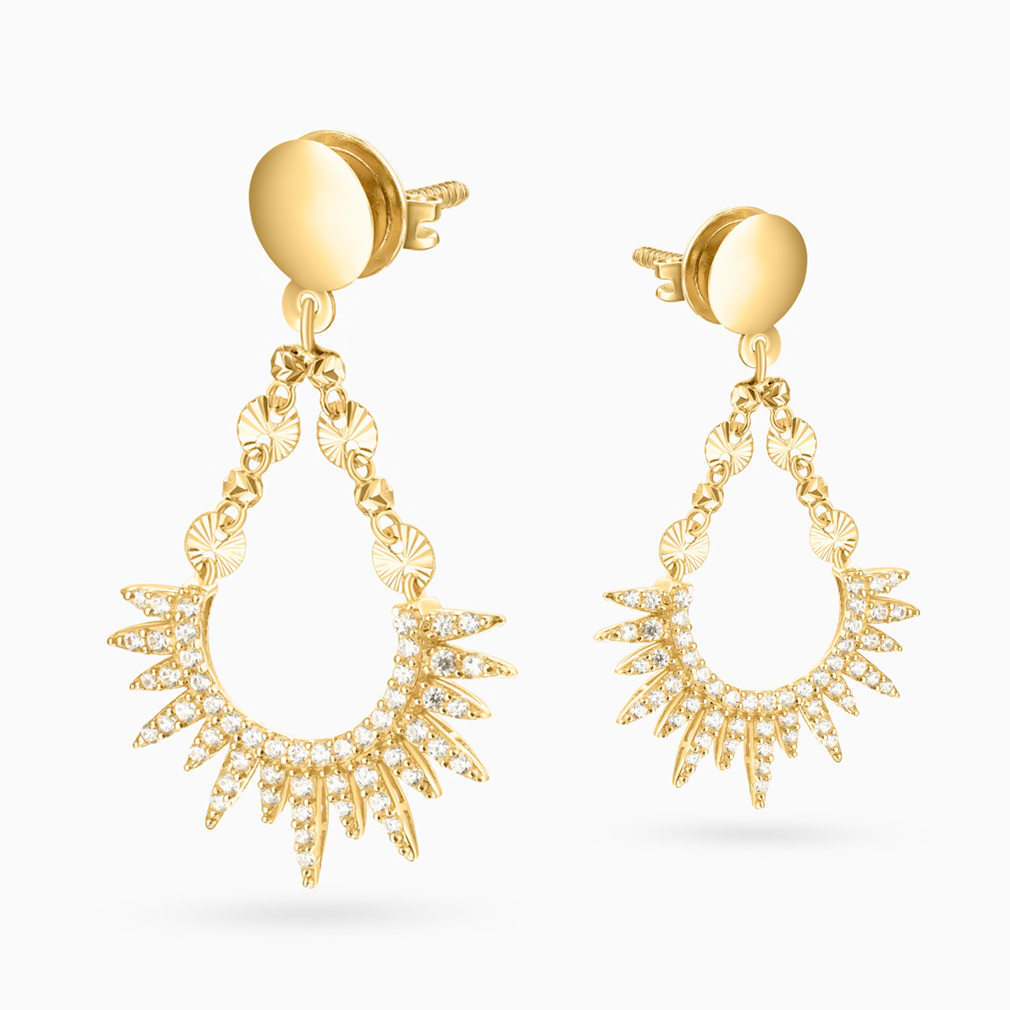 18K Gold Cubic Zirconia Drop Earrings - 3