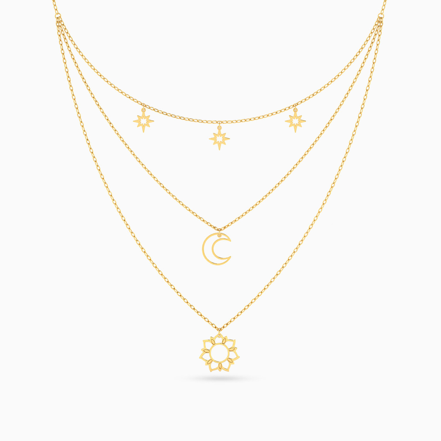 Celestial Layered Necklace in 18K Gold - 3 Celestial Layered Necklace in 18K Gold - 3
