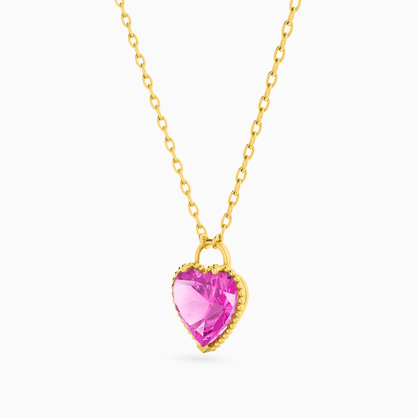Heart Rose Stone Necklace in 18K Gold - 2 Heart Rose Stone Necklace in 18K Gold - 2