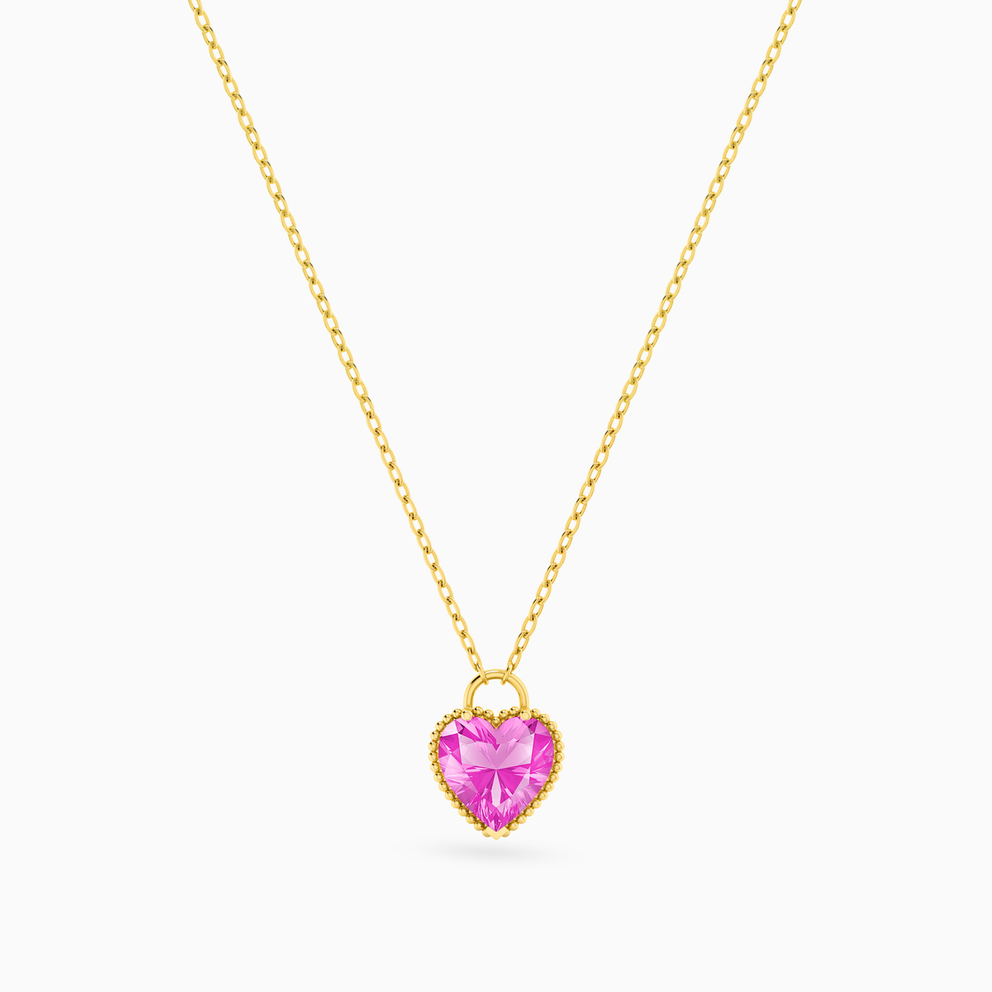 Heart Rose Stone Necklace in 18K Gold - 3 Heart Rose Stone Necklace in 18K Gold - 3