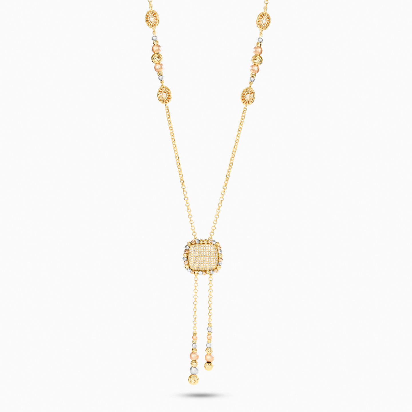 18K Gold Cubic Zirconia Pendant Necklace - 3