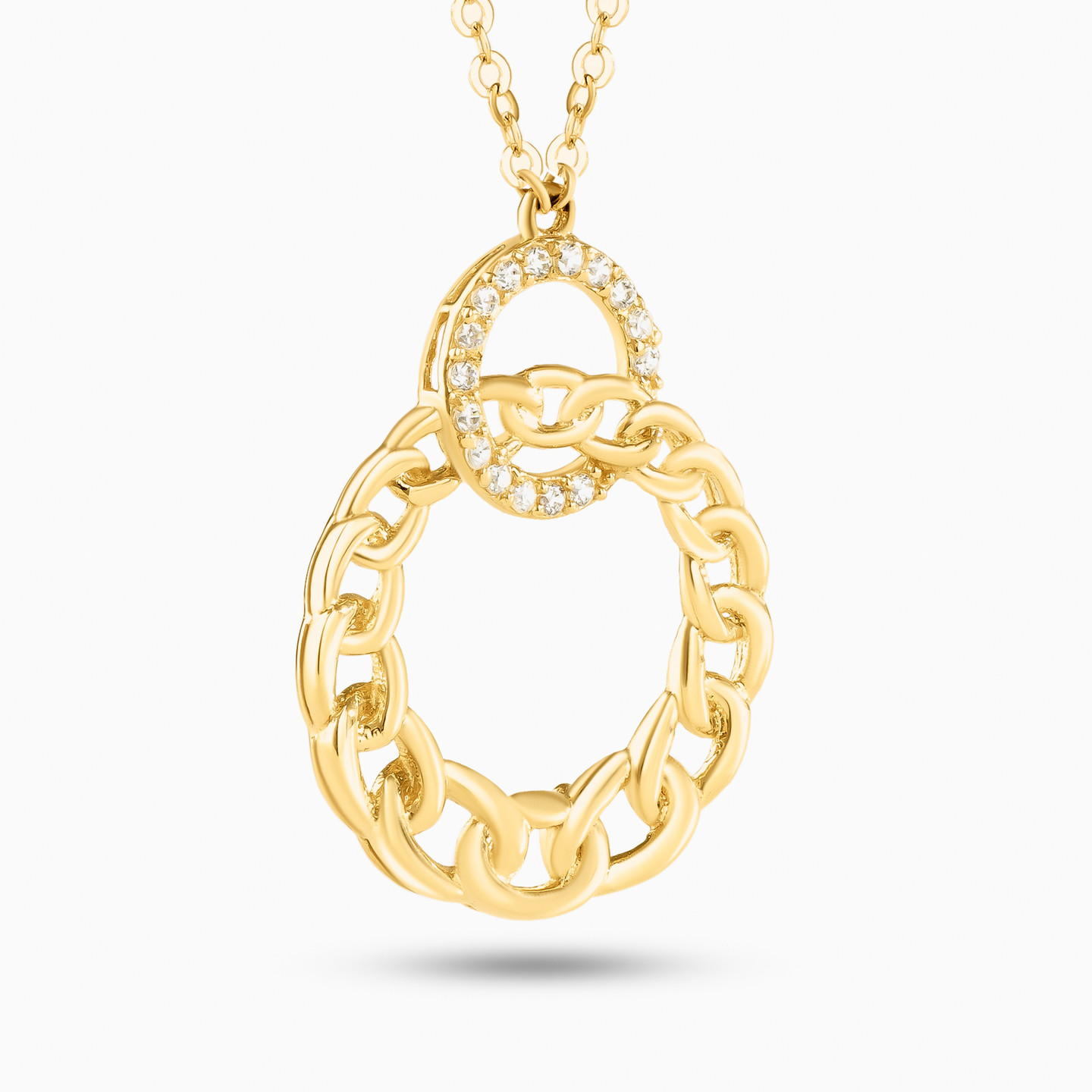 18K Gold Cubic Zirconia Pendant Necklace - 2