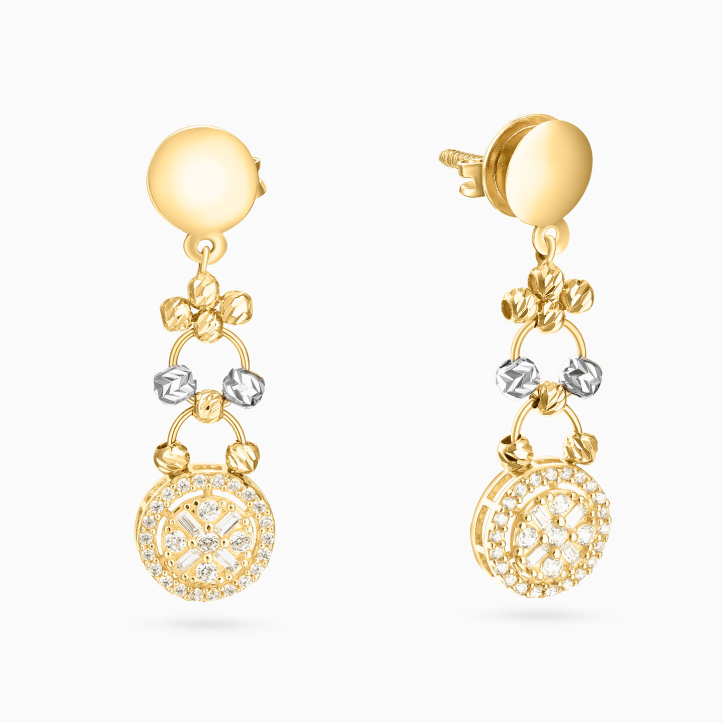 18K Gold Cubic Zirconia Drop Earring - 2