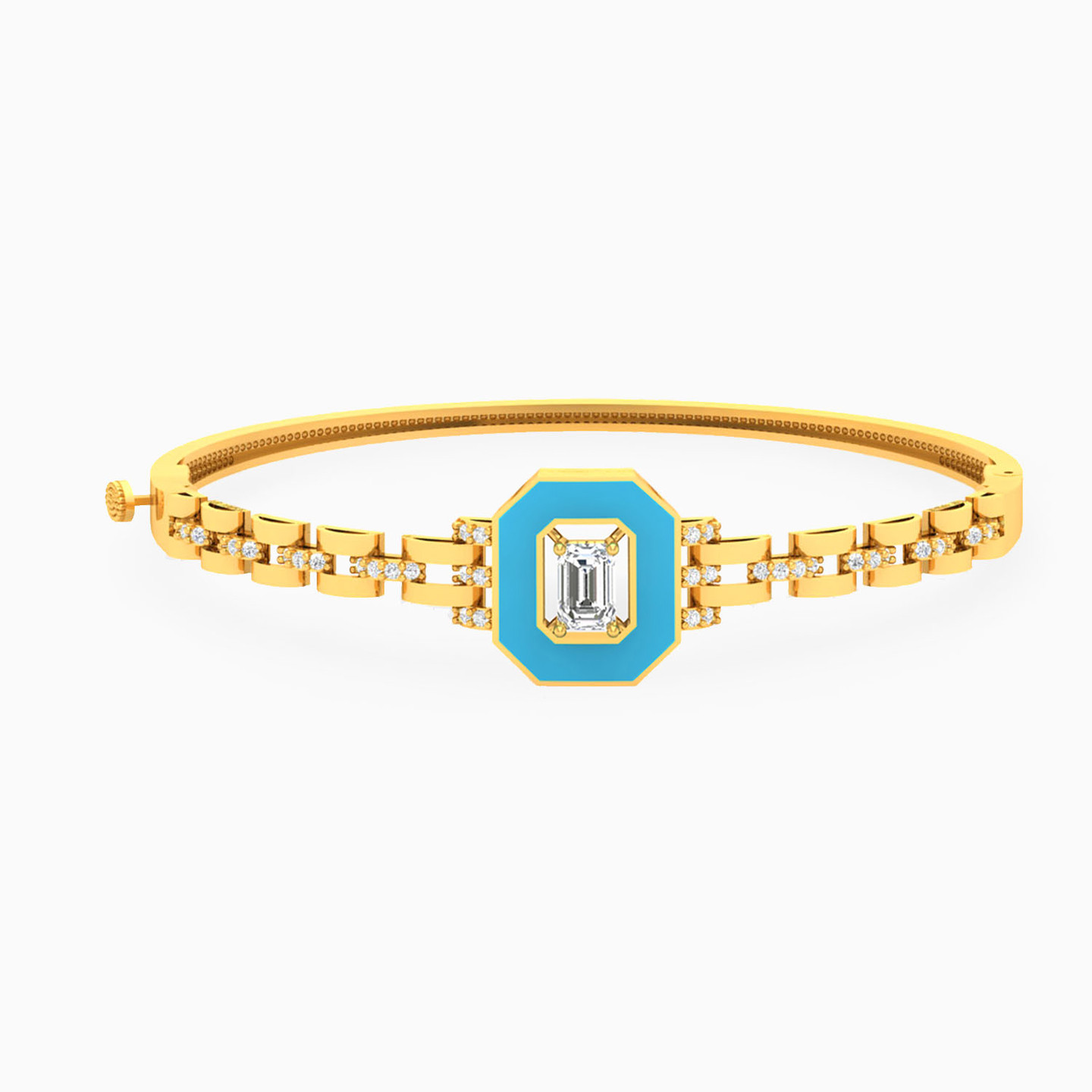 طقم ذهب شكل ثماني عيار 18 قيراط مزين بالأحجار الملونة ومطلي بالمينا (2 قطع) - 2 طقم ذهب شكل ثماني عيار 18 قيراط مزين بالأحجار الملونة ومطلي بالمينا (2 قطع) - 2