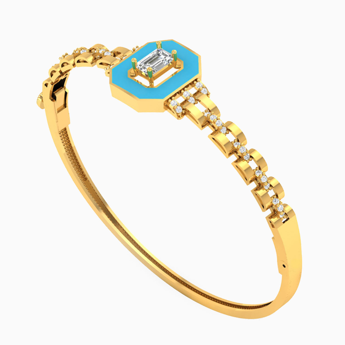 طقم ذهب شكل ثماني عيار 18 قيراط مزين بالأحجار الملونة ومطلي بالمينا (2 قطع) - 4 طقم ذهب شكل ثماني عيار 18 قيراط مزين بالأحجار الملونة ومطلي بالمينا (2 قطع) - 4