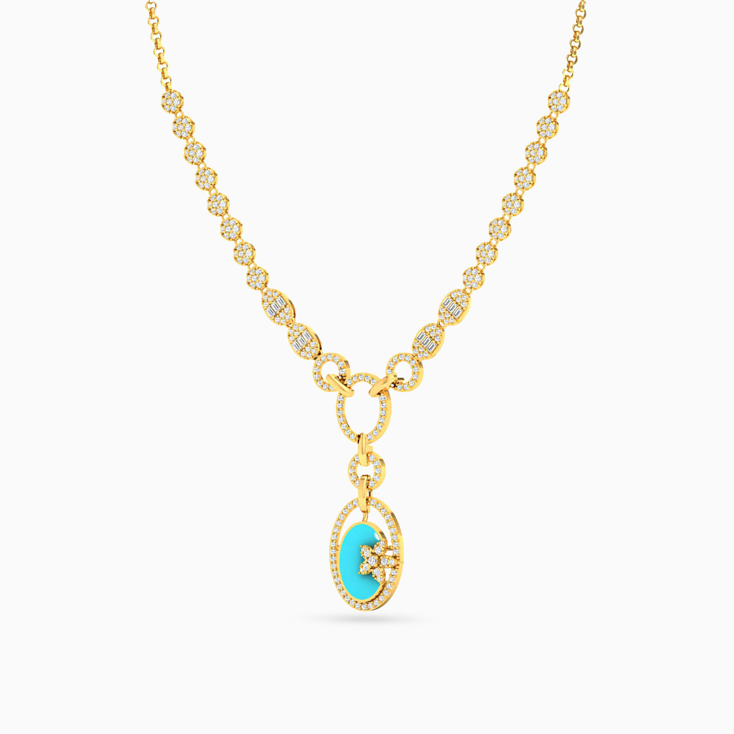 18K Gold Enamel Coated & Cubic Zirconia Pendant Necklace - 2