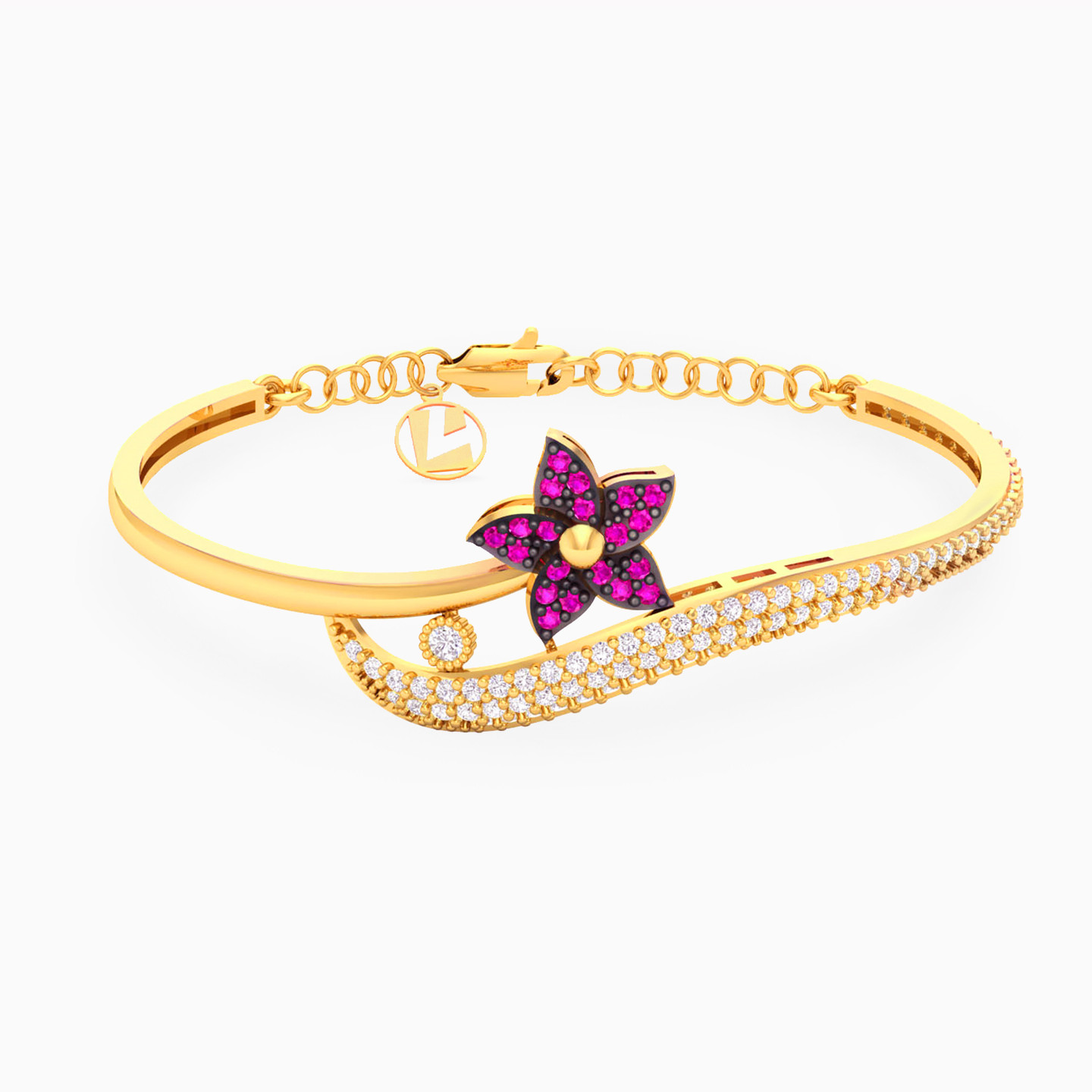 Kids 18K Gold Colored Stones Bangle Bracelet