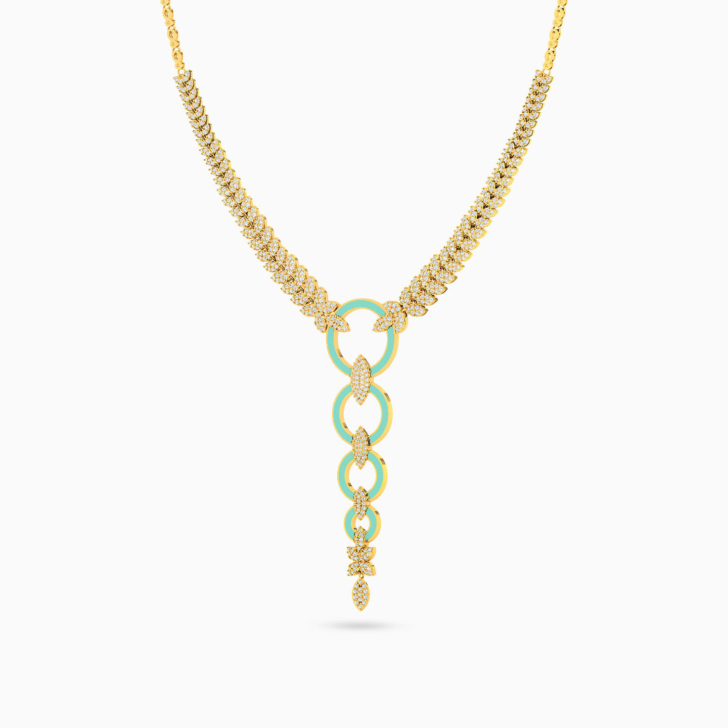 Circle Cubic Zirconia & Enamel Coated Necklace in 18K Gold - 2 Circle Cubic Zirconia & Enamel Coated Necklace in 18K Gold - 2