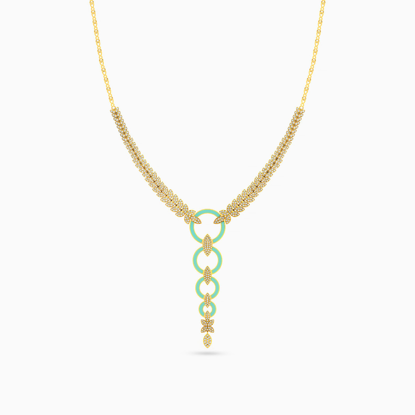 سلسلة ذهب دائرية عيار 18 قيراط مزينة بأحجار الزركون ومطلية بالمينا - 3 سلسلة ذهب دائرية عيار 18 قيراط مزينة بأحجار الزركون ومطلية بالمينا - 3