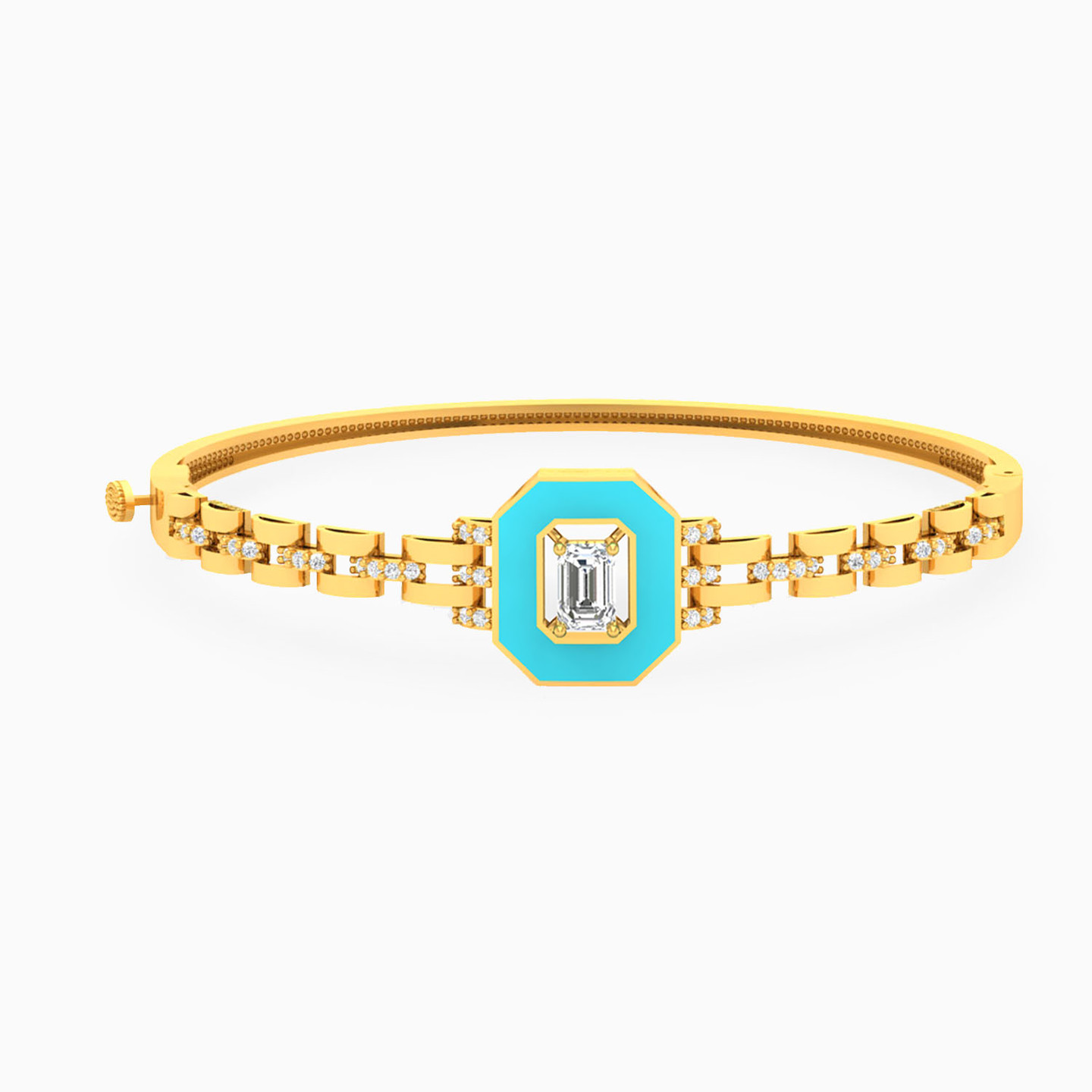 طقم ذهب شكل ثماني عيار 18 قيراط مزين بالأحجار ومطلي بالمينا (2 قطع) - 2 طقم ذهب شكل ثماني عيار 18 قيراط مزين بالأحجار ومطلي بالمينا (2 قطع) - 2