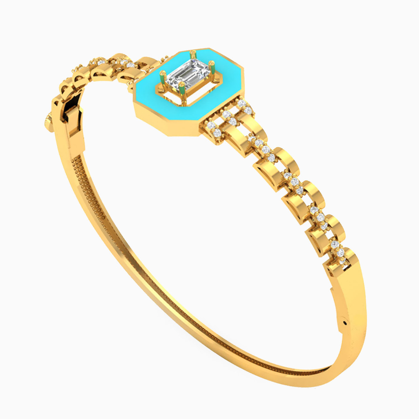 طقم ذهب شكل ثماني عيار 18 قيراط مزين بالأحجار ومطلي بالمينا (2 قطع) - 4 طقم ذهب شكل ثماني عيار 18 قيراط مزين بالأحجار ومطلي بالمينا (2 قطع) - 4