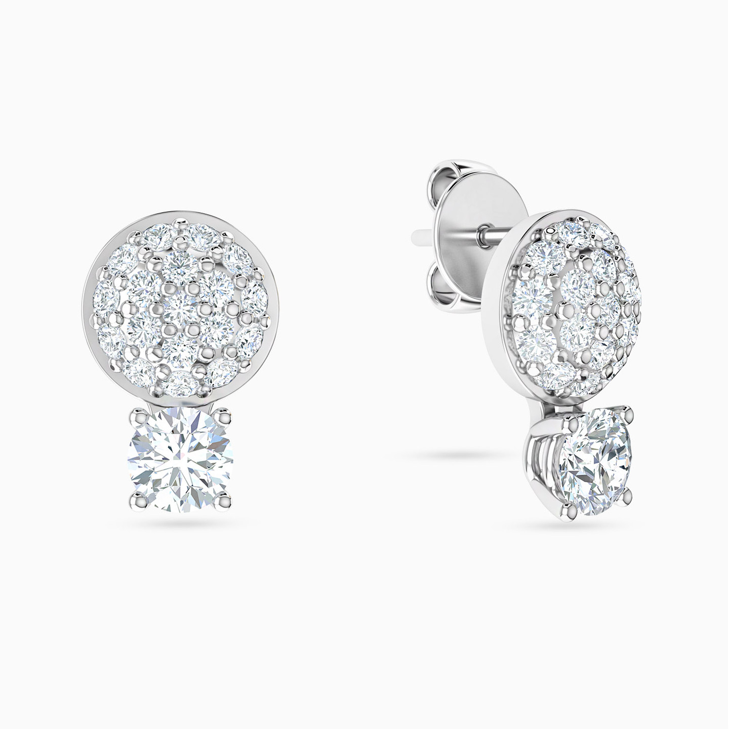 18K Gold Cubic Zirconia Stud Earrings - 2