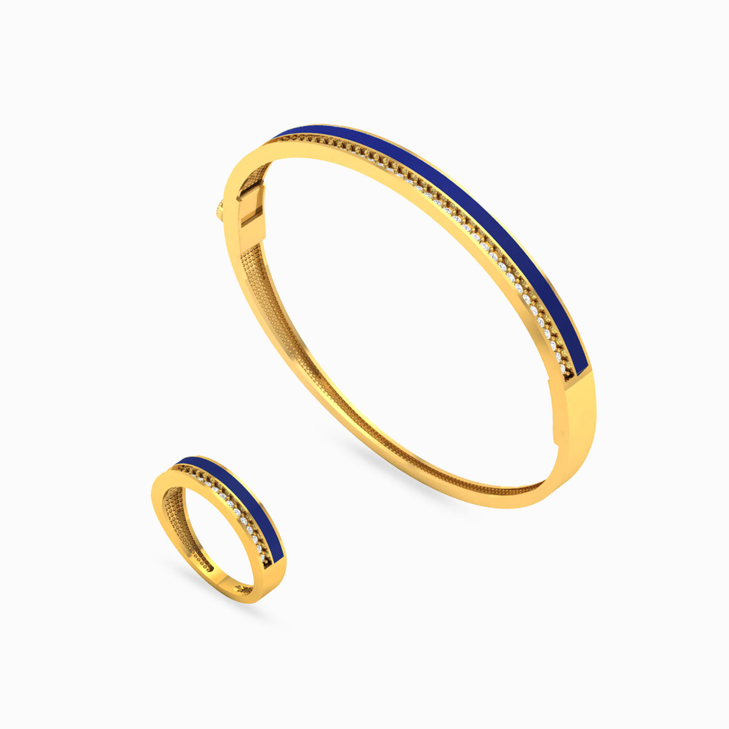 طقم ذهب تصميم بسيط عيار 18 قيراط مزين بالأحجار الملونة ومطلي بالمينا (2 قطع) طقم ذهب تصميم بسيط عيار 18 قيراط مزين بالأحجار الملونة ومطلي بالمينا (2 قطع)