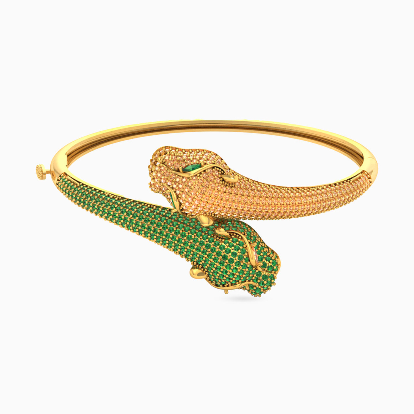 طقم ذهب نمر عيار 18 قيراط مزين بحجر أخضر (2 قطع) - 2 طقم ذهب نمر عيار 18 قيراط مزين بحجر أخضر (2 قطع) - 2