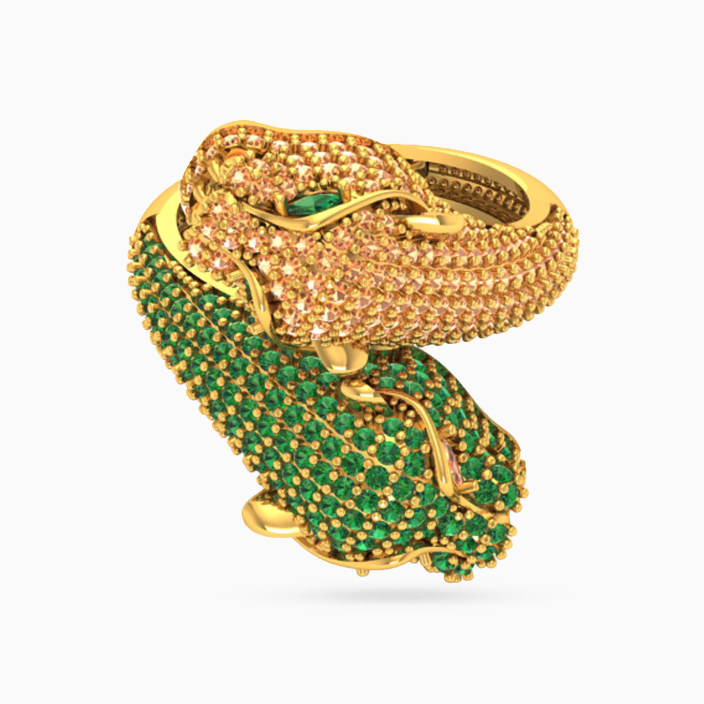 طقم ذهب نمر عيار 18 قيراط مزين بحجر أخضر (2 قطع) - 3 طقم ذهب نمر عيار 18 قيراط مزين بحجر أخضر (2 قطع) - 3