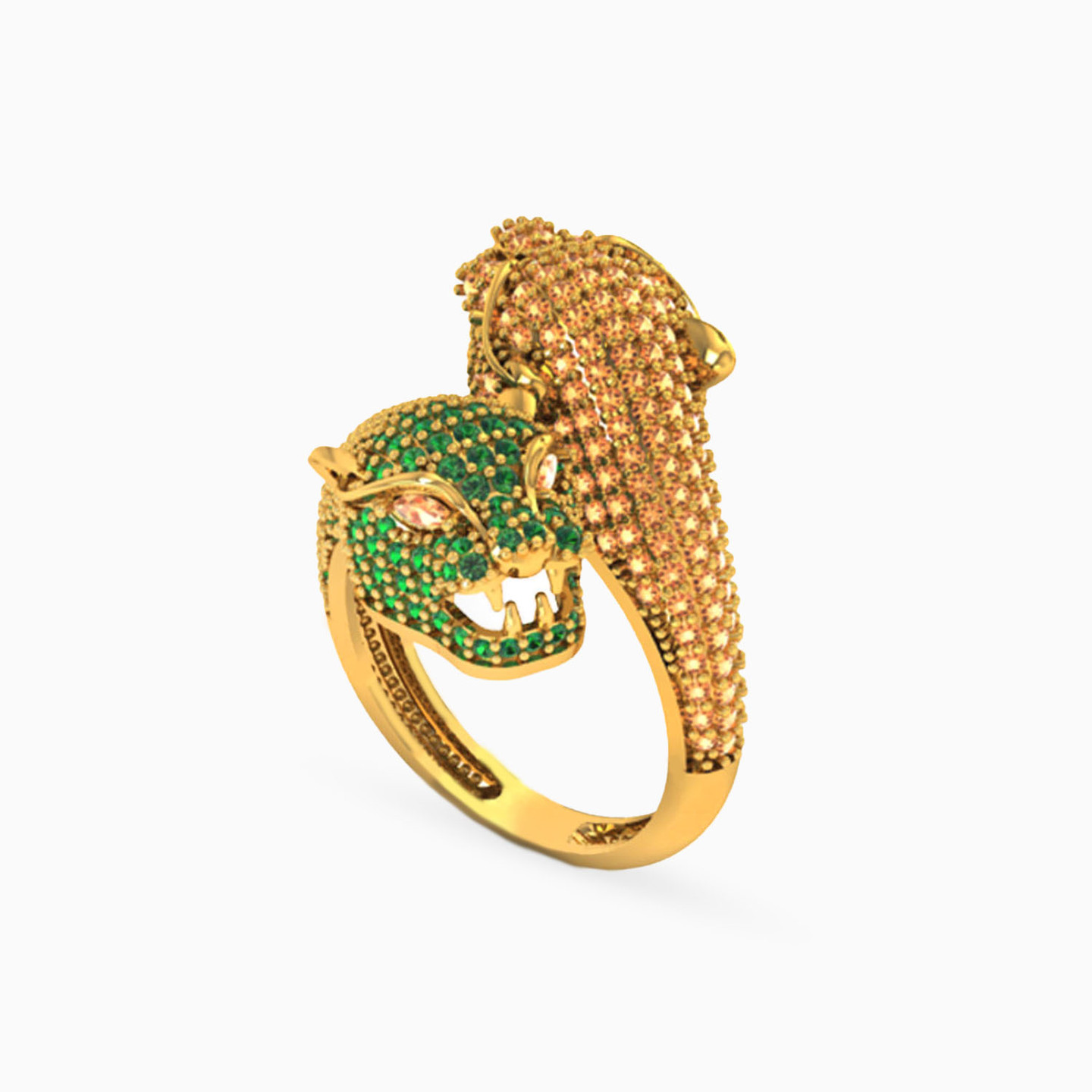 طقم ذهب نمر عيار 18 قيراط مزين بحجر أخضر (2 قطع) - 5 طقم ذهب نمر عيار 18 قيراط مزين بحجر أخضر (2 قطع) - 5