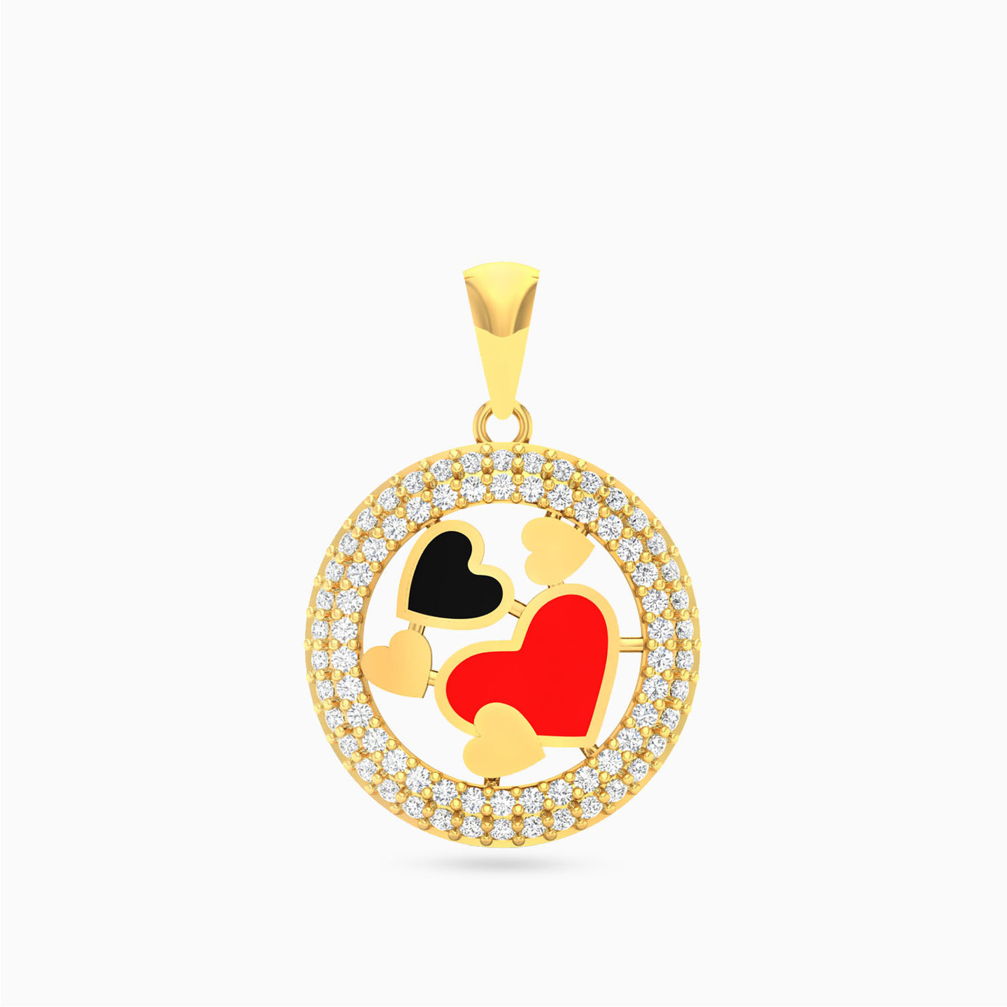 Heart Cubic Zirconia & Enamel Coated Pendant in 18K Gold Heart Cubic Zirconia & Enamel Coated Pendant in 18K Gold