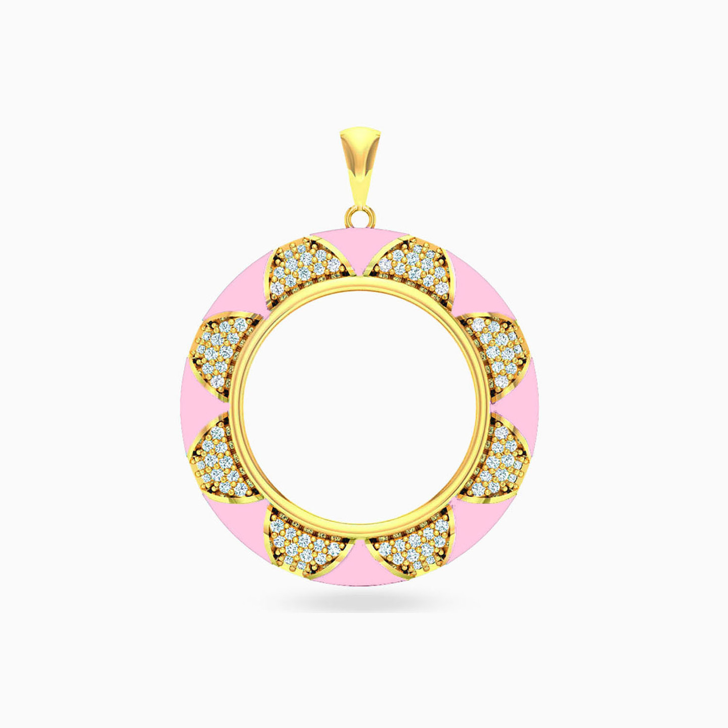 Circle Cubic Zirconia & Enamel Coated Pendant in 18K Gold Circle Cubic Zirconia & Enamel Coated Pendant in 18K Gold
