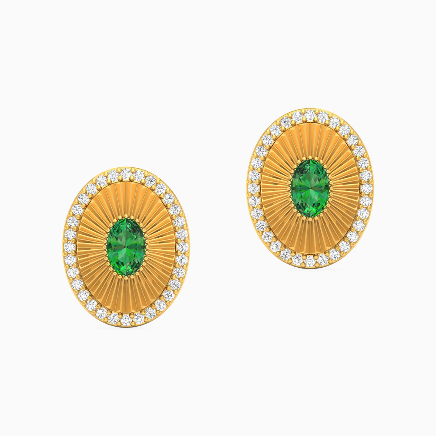 Oval Green Stones Stud Earrings in 18K Gold Oval Green Stones Stud Earrings in 18K Gold